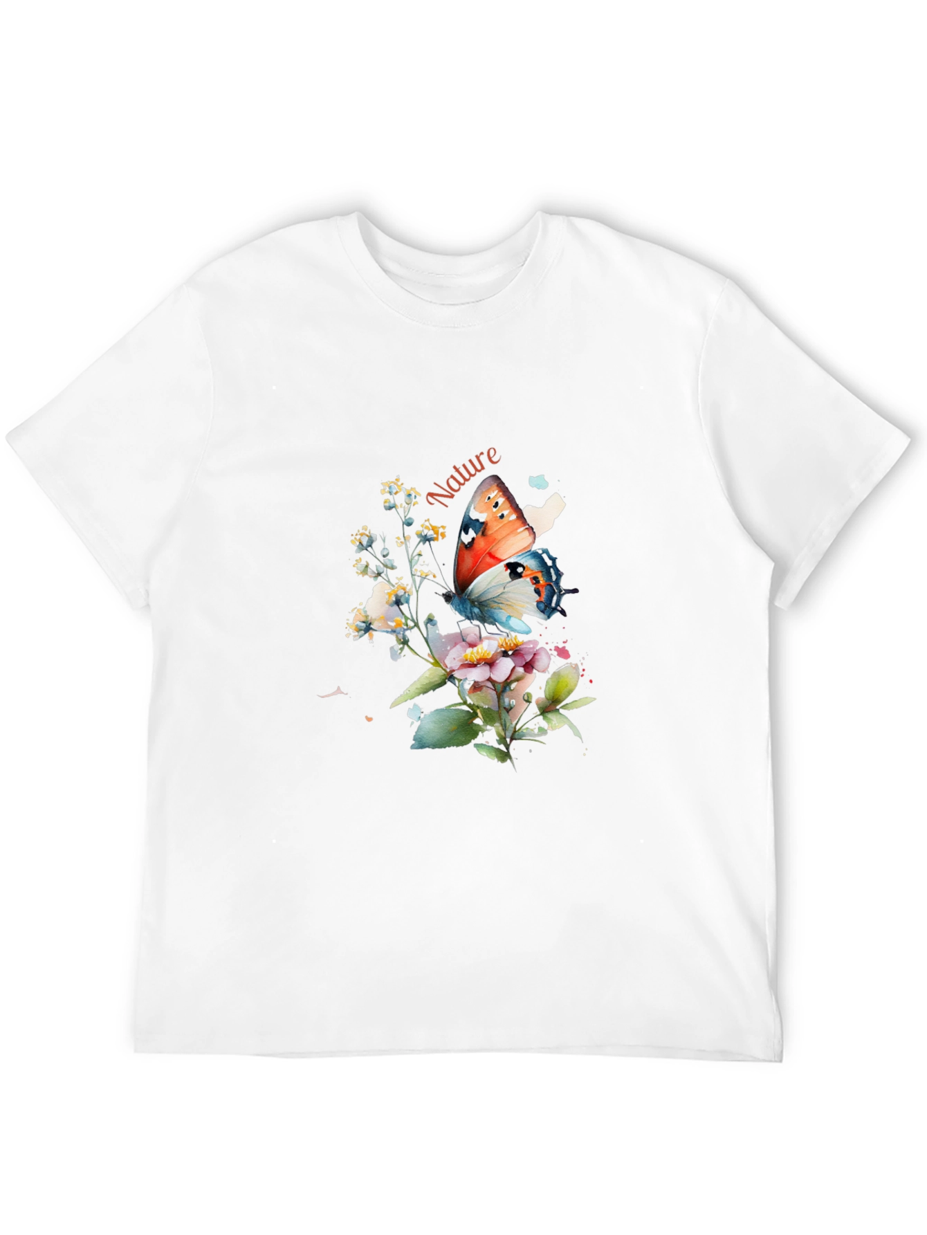 Nature Butterfly Graphic T-Shirt - Black