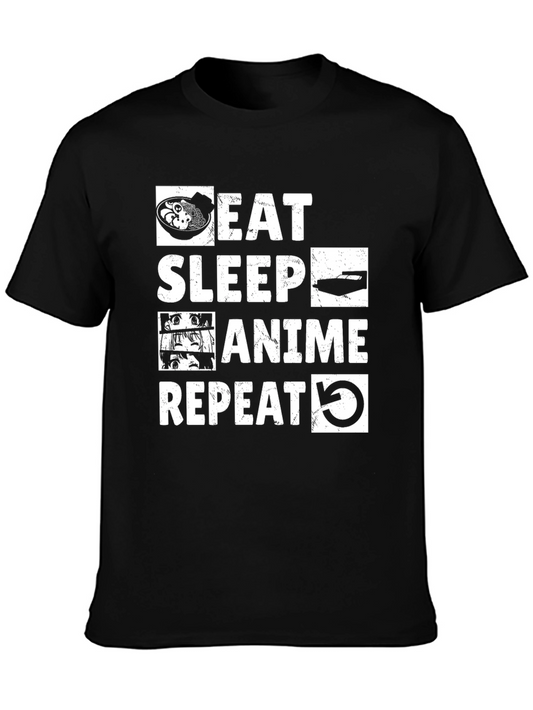 Eat Sleep Anime Repeat Graphic T-Shirt