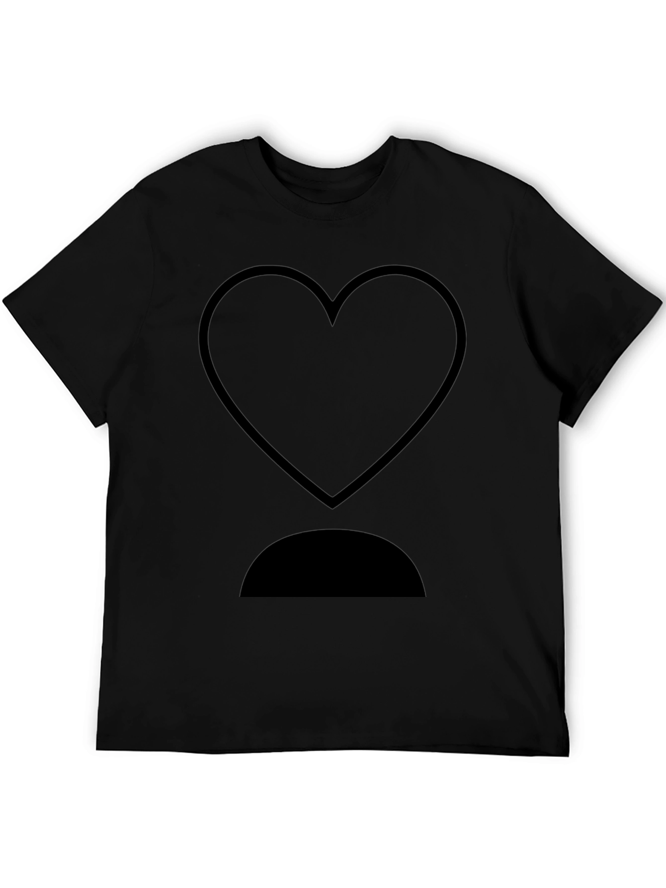 Heart and Half Circle Black Graphic T-Shirt