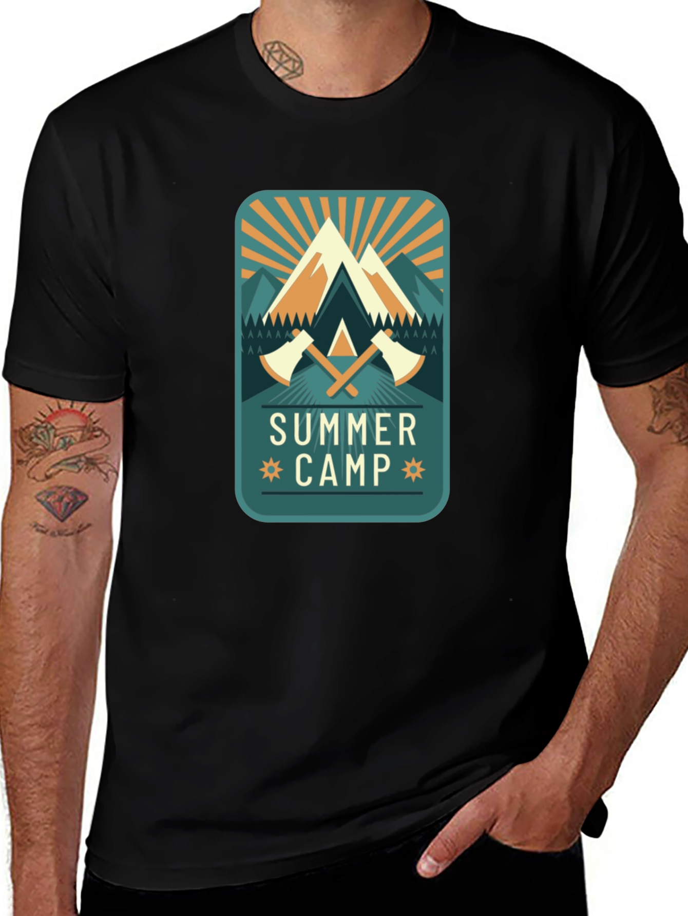 Summer Camp Graphic Tee - Mens Black T-Shirt