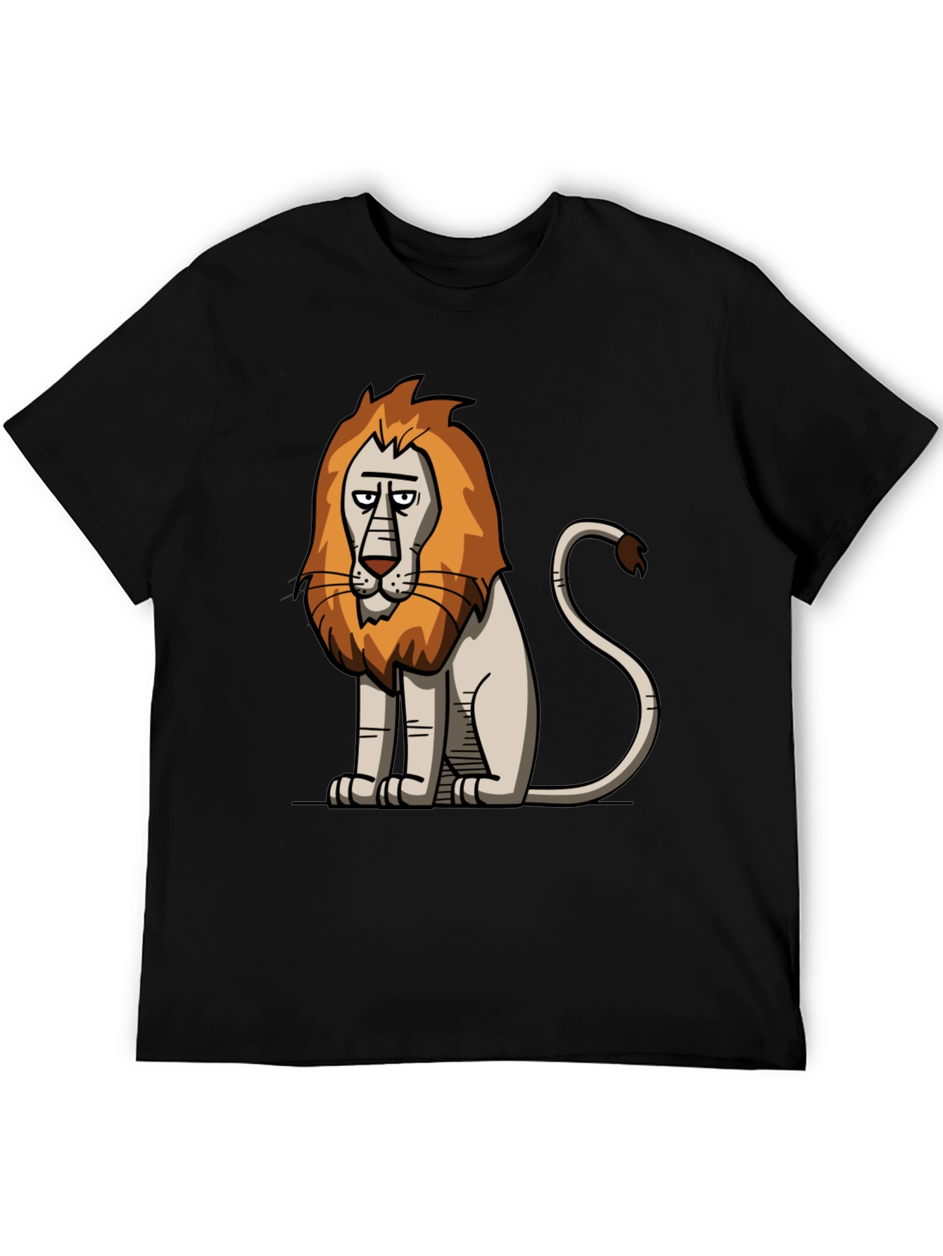 Cartoon Lion Graphic Black T-Shirt