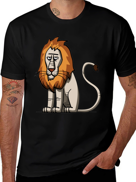 Cartoon Lion Graphic Black T-Shirt