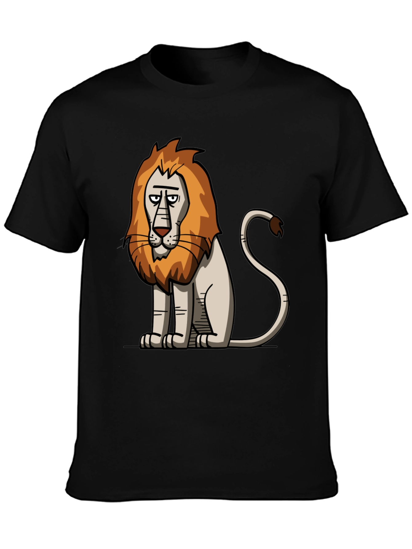 Cartoon Lion Graphic Black T-Shirt