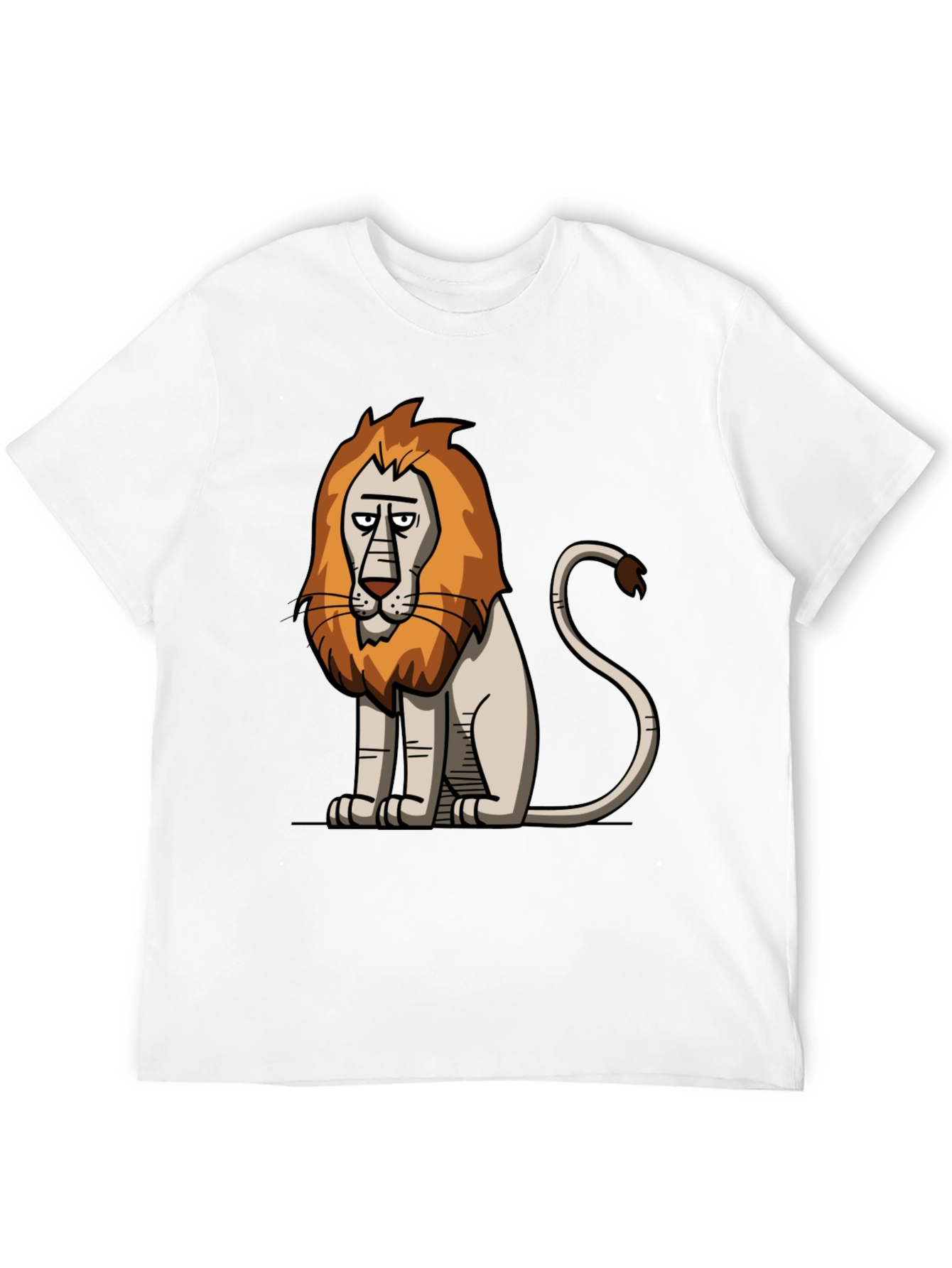 Cartoon Lion Graphic Black T-Shirt