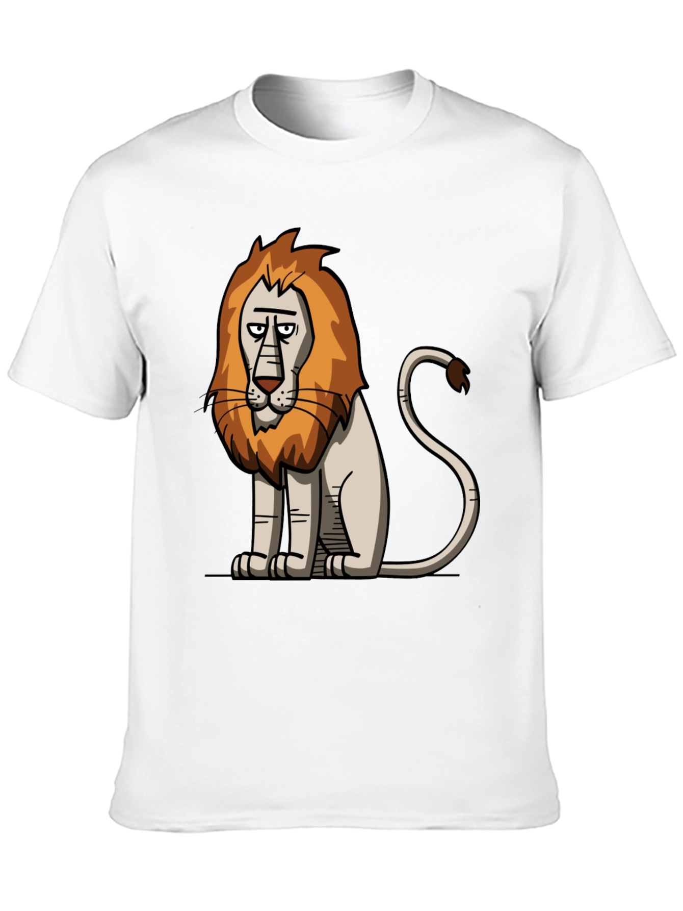 Cartoon Lion Graphic Black T-Shirt