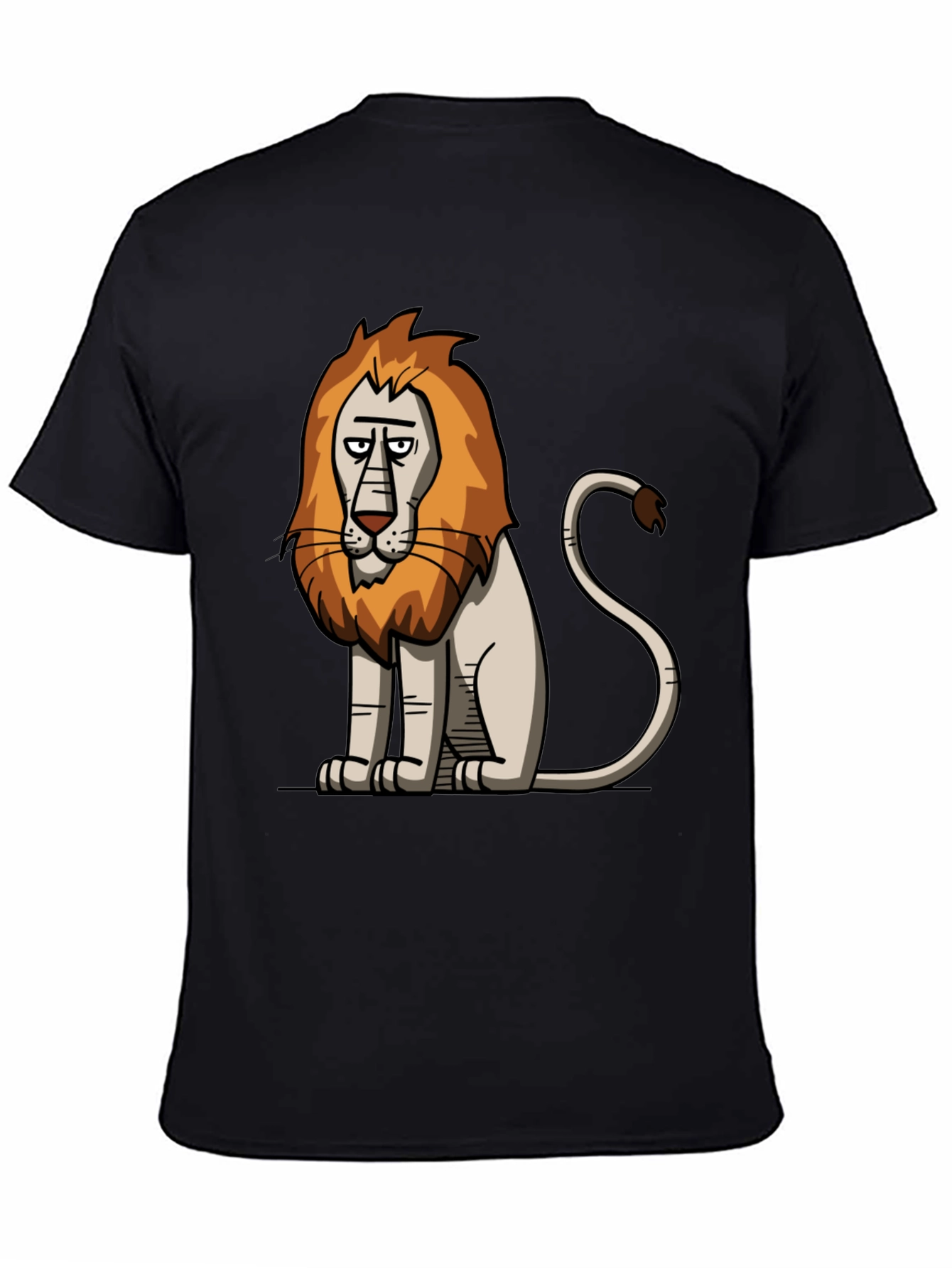 Cartoon Lion Graphic Black T-Shirt