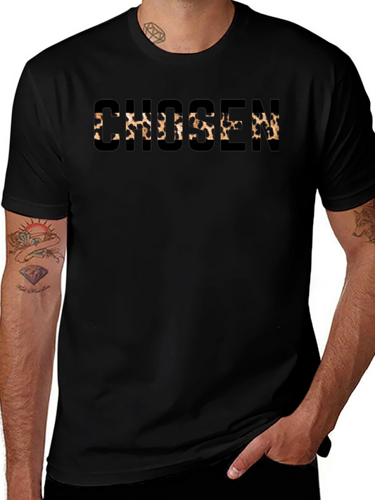 Chosen Leopard Print Mens Black T-Shirt