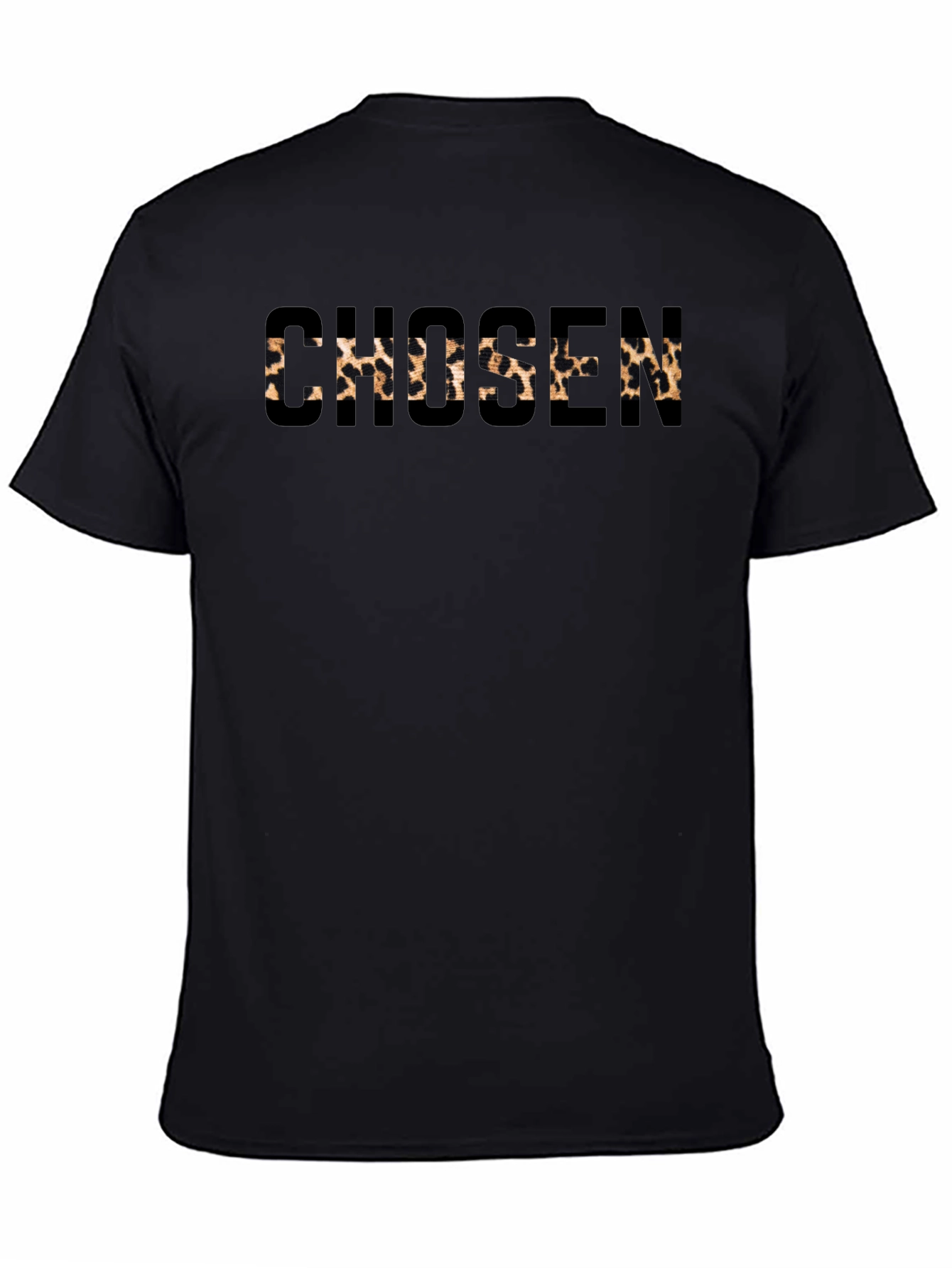 Chosen Leopard Print Mens Black T-Shirt
