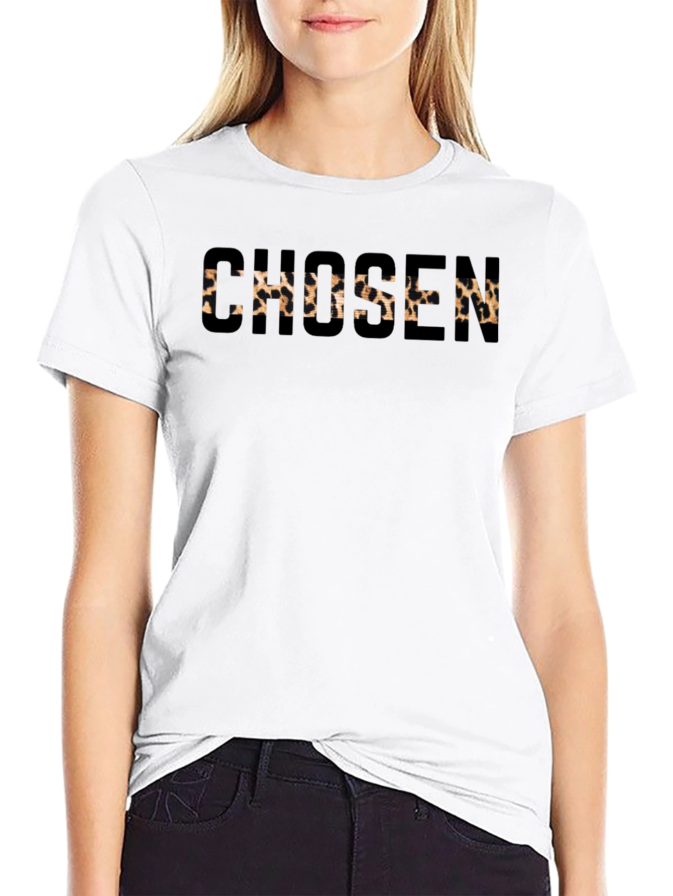 Chosen Leopard Print Mens Black T-Shirt