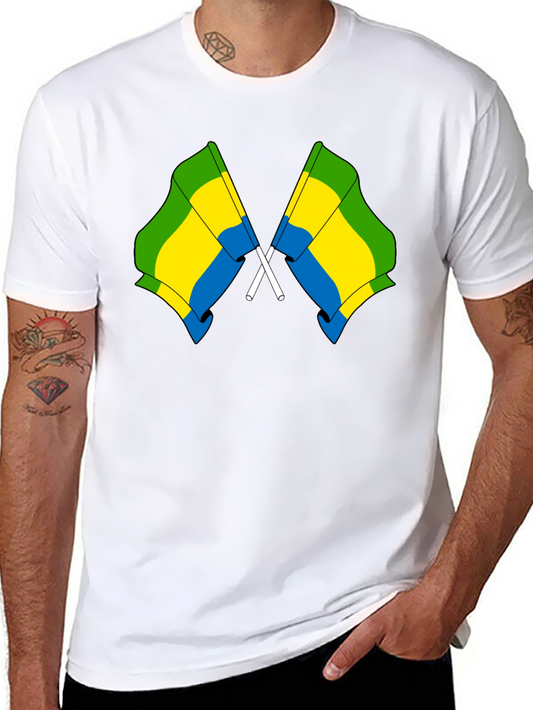 Gabon Flag Crossed T-Shirt - Gabonese Pride