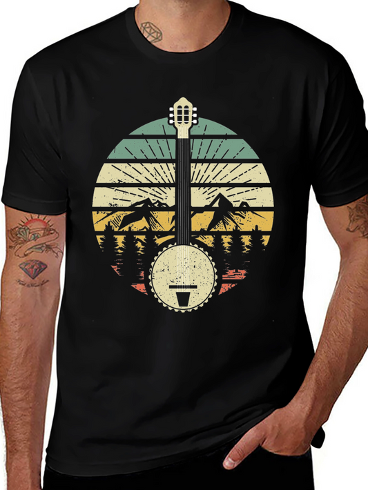 Banjo Mountain Graphic Tee - Vintage Style Music Shirt