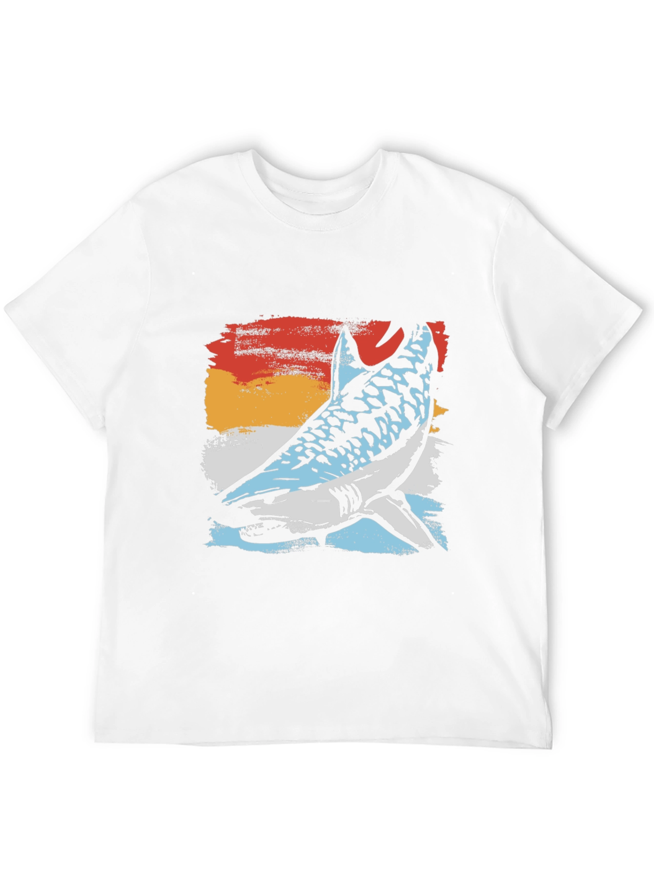 Retro Shark Graphic Tee - Black Cotton Blend T-Shirt