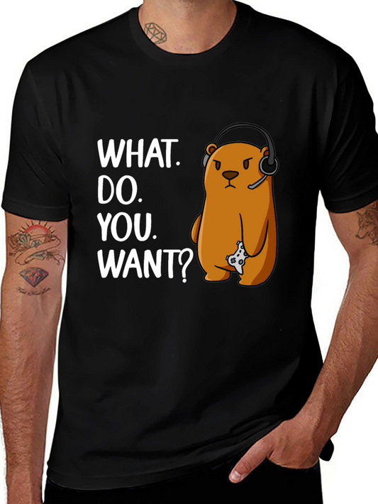 Gamer Otter T-Shirt - What Do You Want? Black Tee