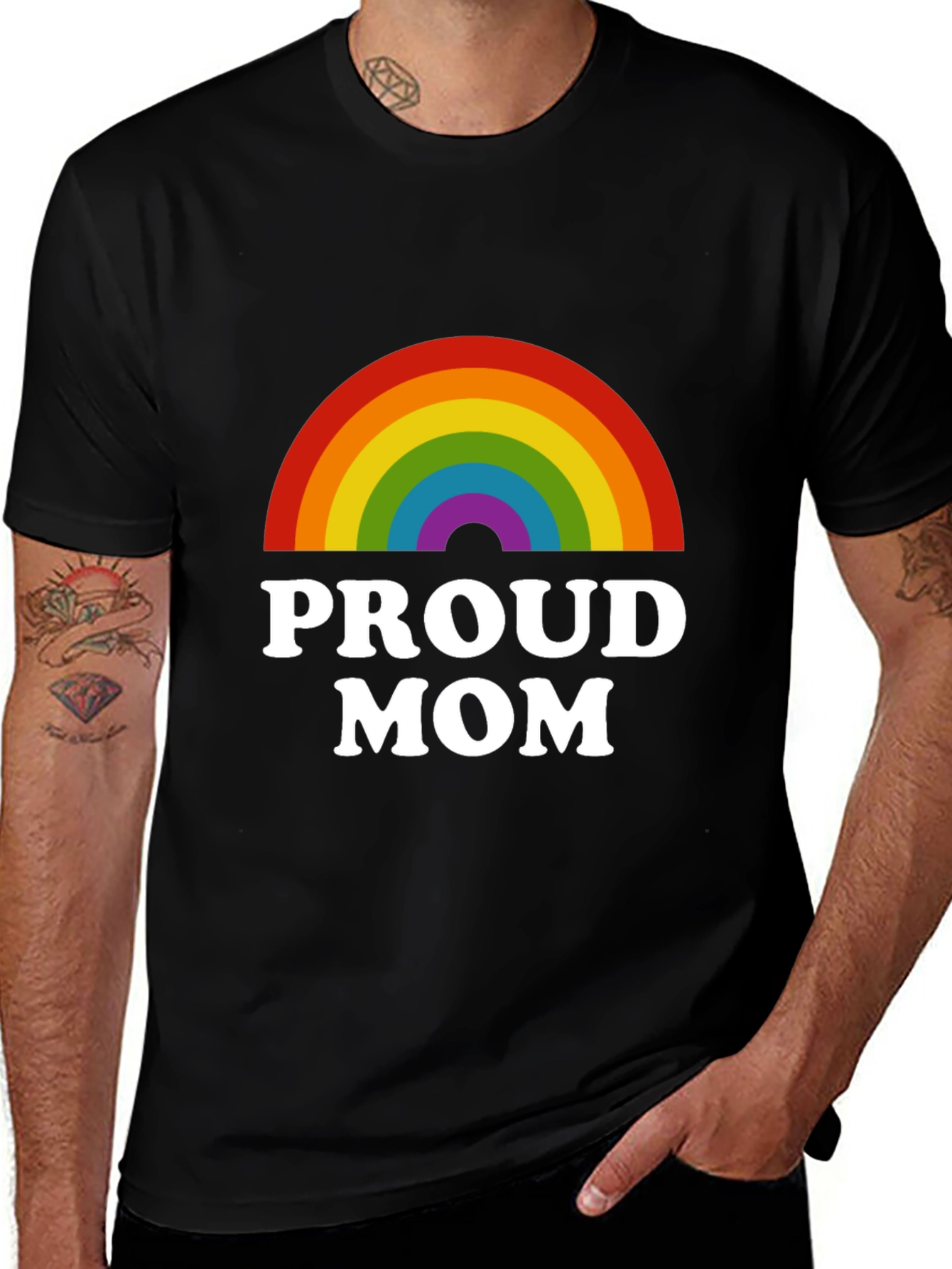 Proud Mom Rainbow Graphic T-Shirt