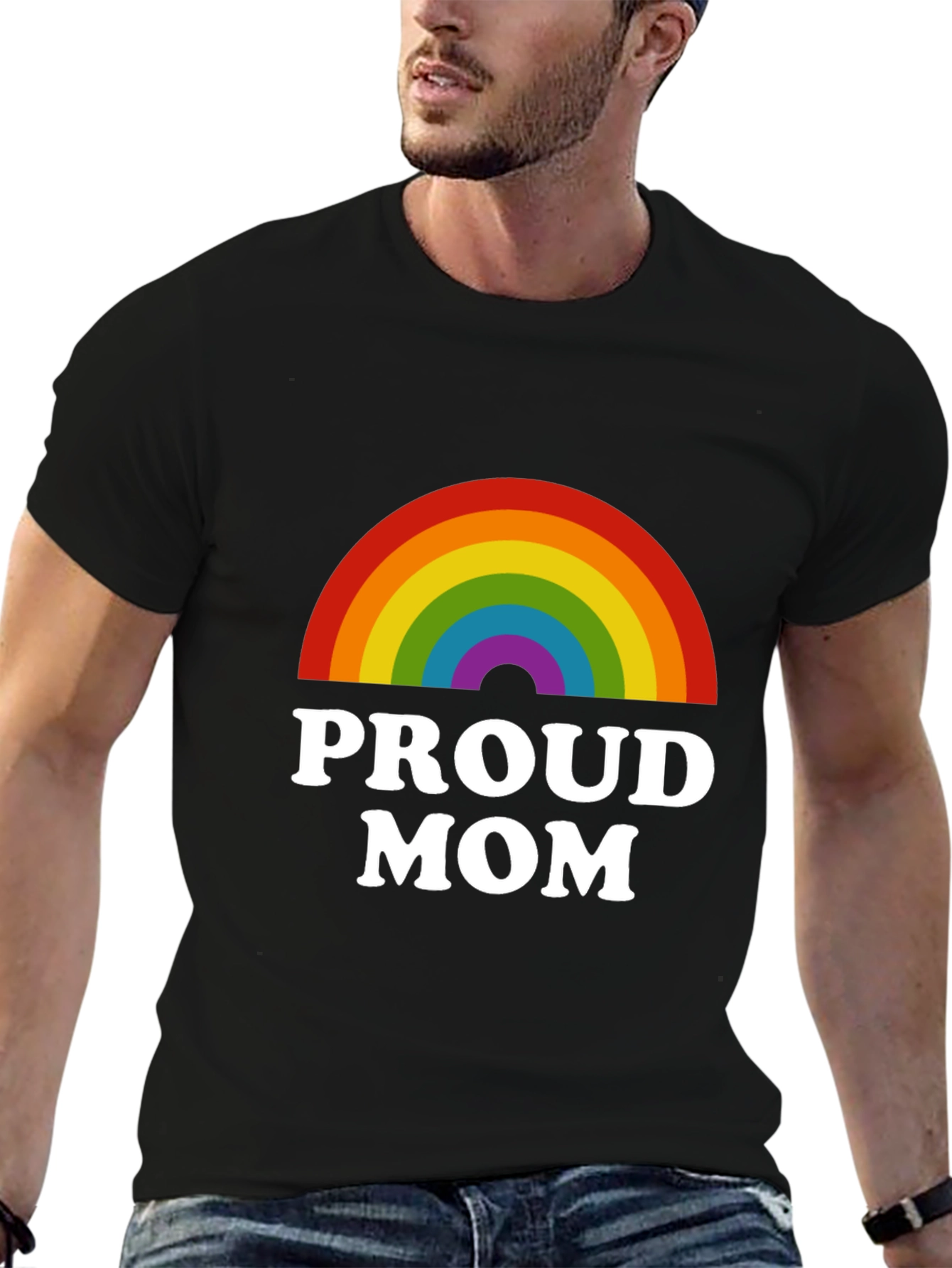 Proud Mom Rainbow Graphic T-Shirt