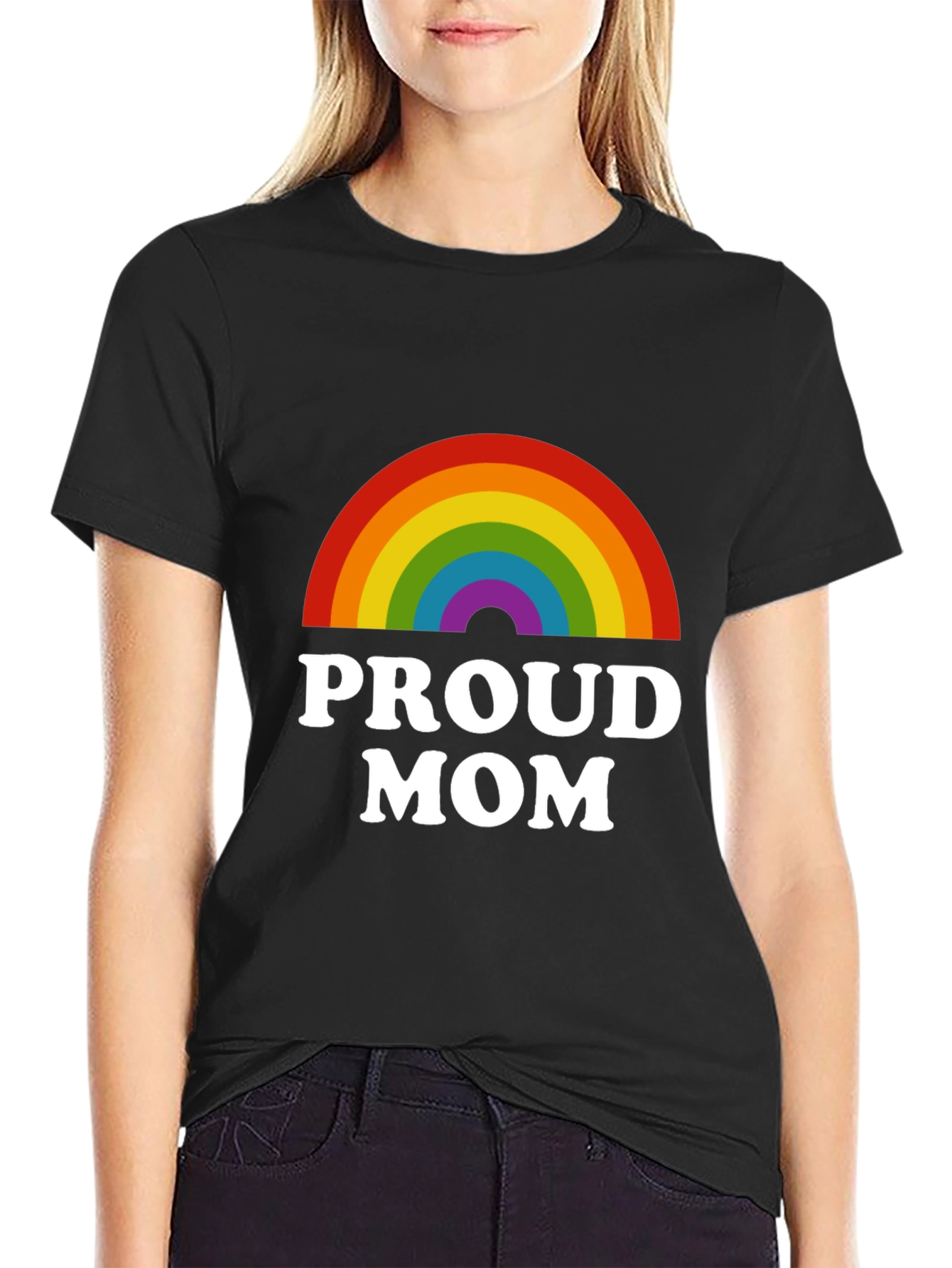 Proud Mom Rainbow Graphic T-Shirt