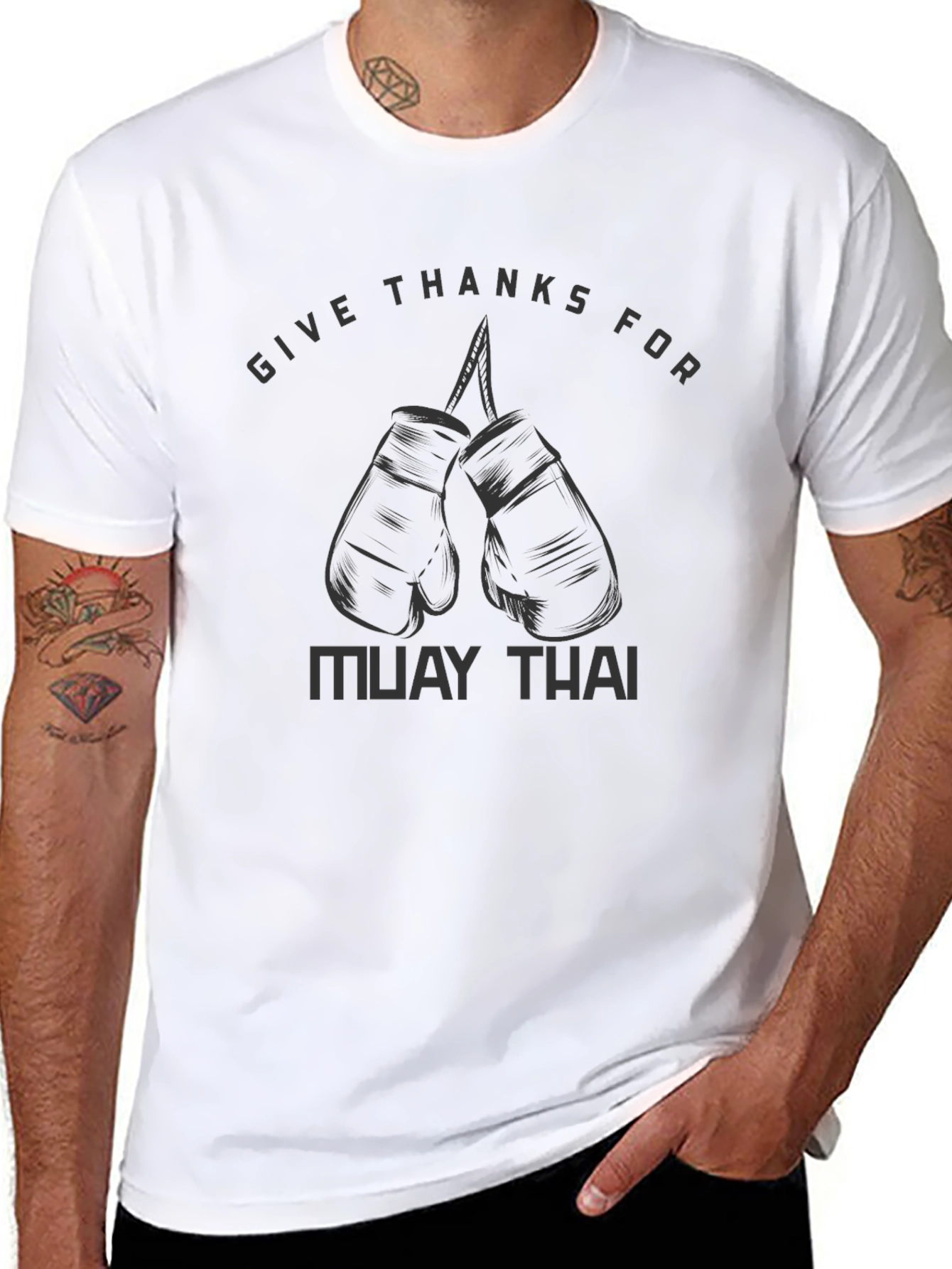 Muay Thai Boxing Gloves Graphic Tee - Black
