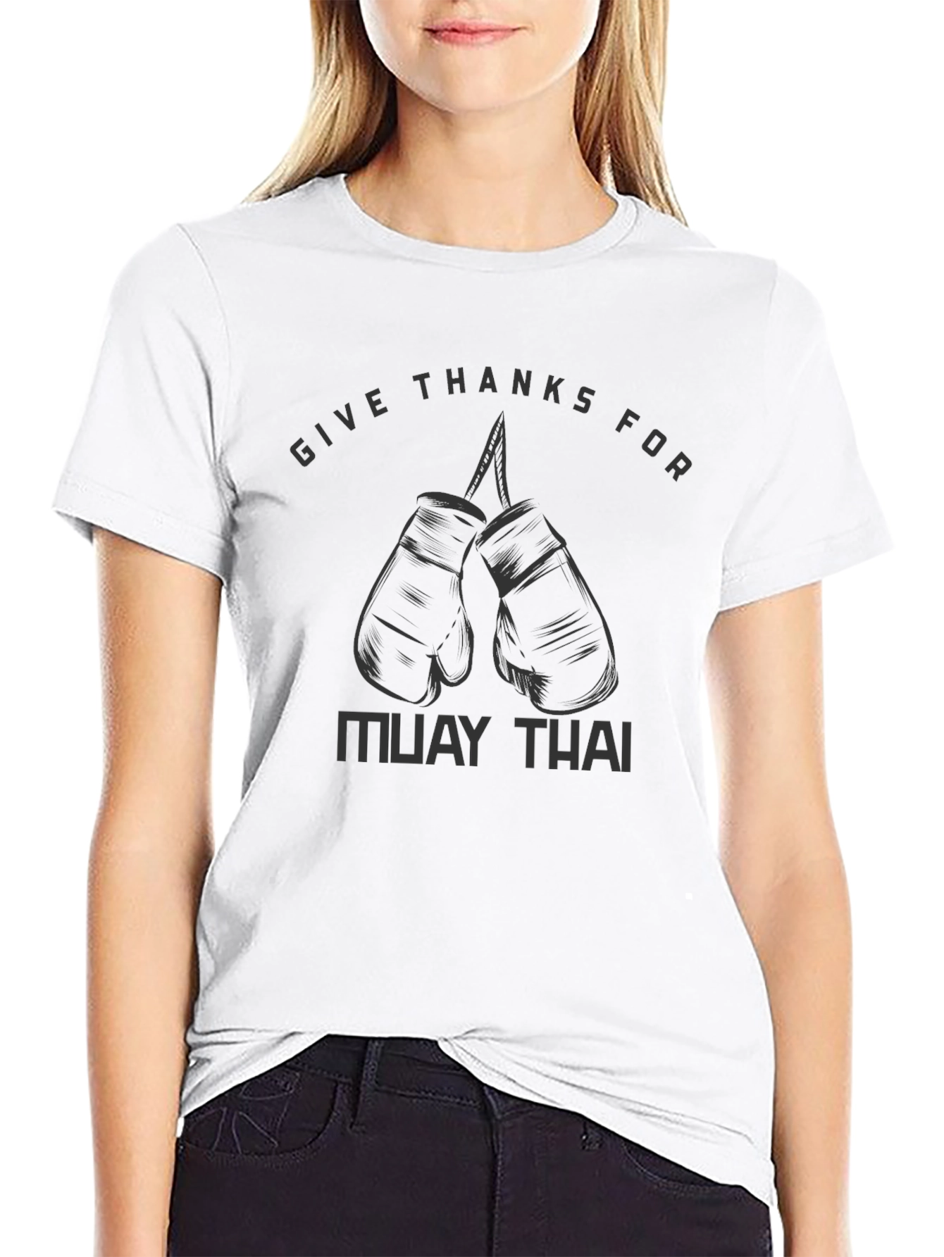 Muay Thai Boxing Gloves Graphic Tee - Black