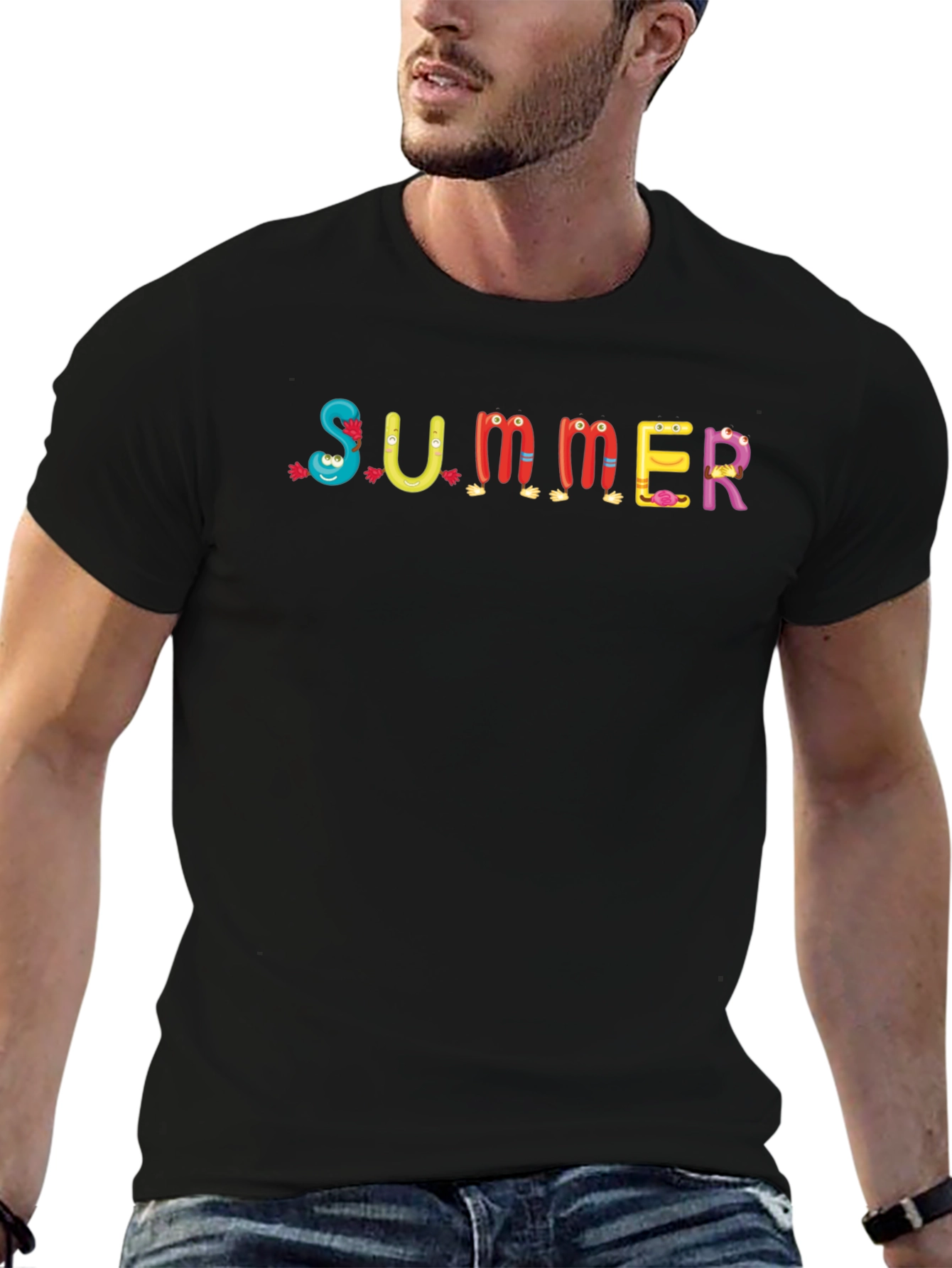 Fun Summer Cartoon T-Shirt - Crew Neck Casual Tee