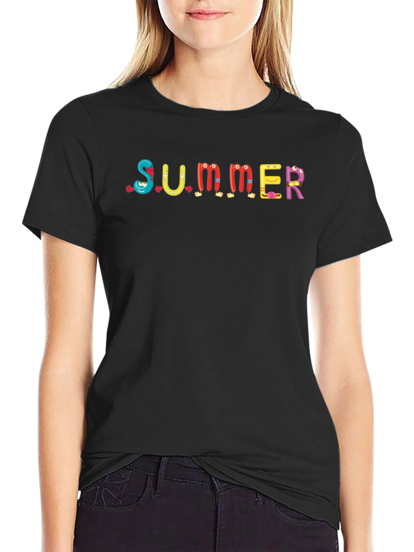 Fun Summer Cartoon T-Shirt - Crew Neck Casual Tee