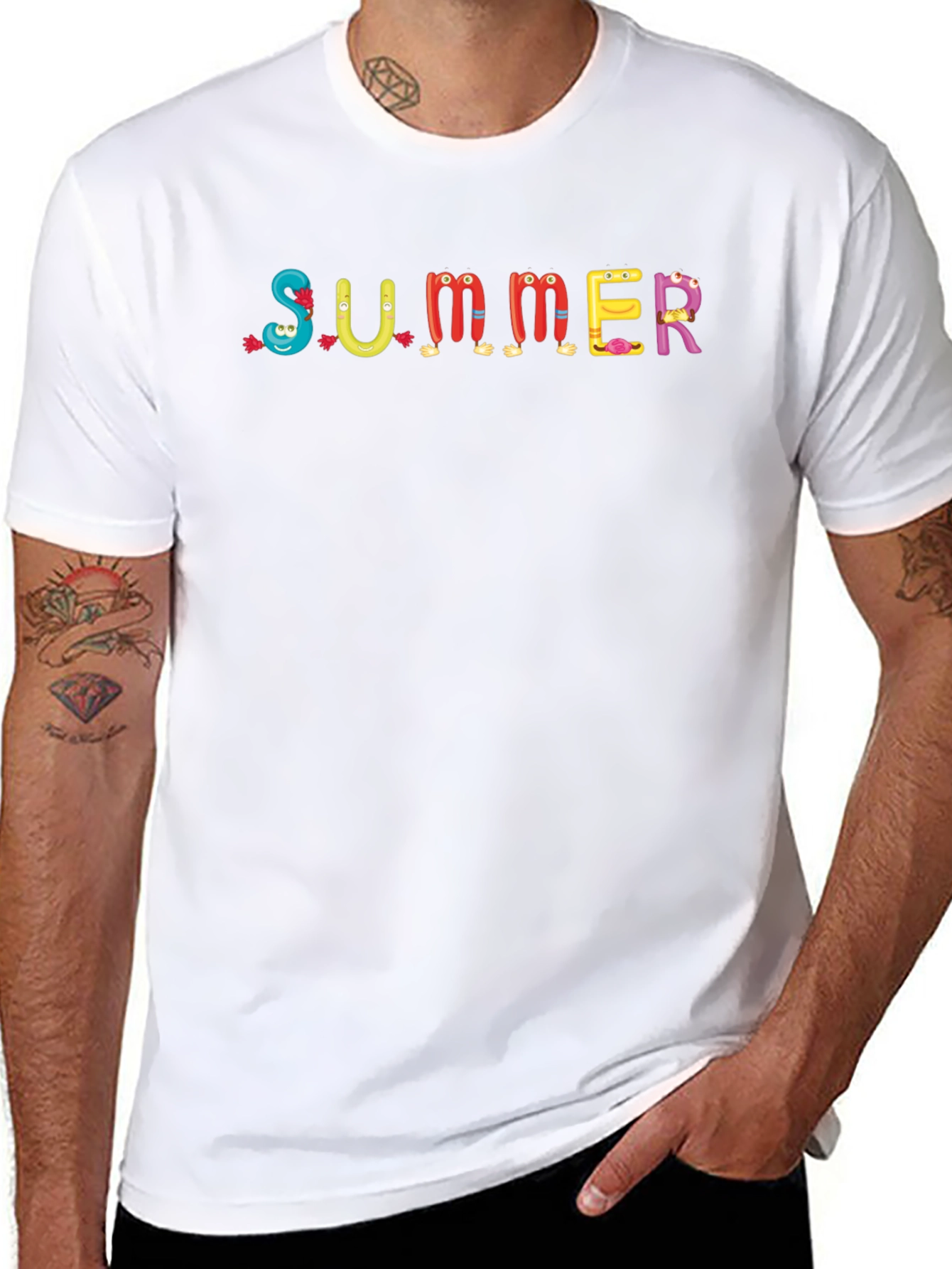 Fun Summer Cartoon T-Shirt - Crew Neck Casual Tee