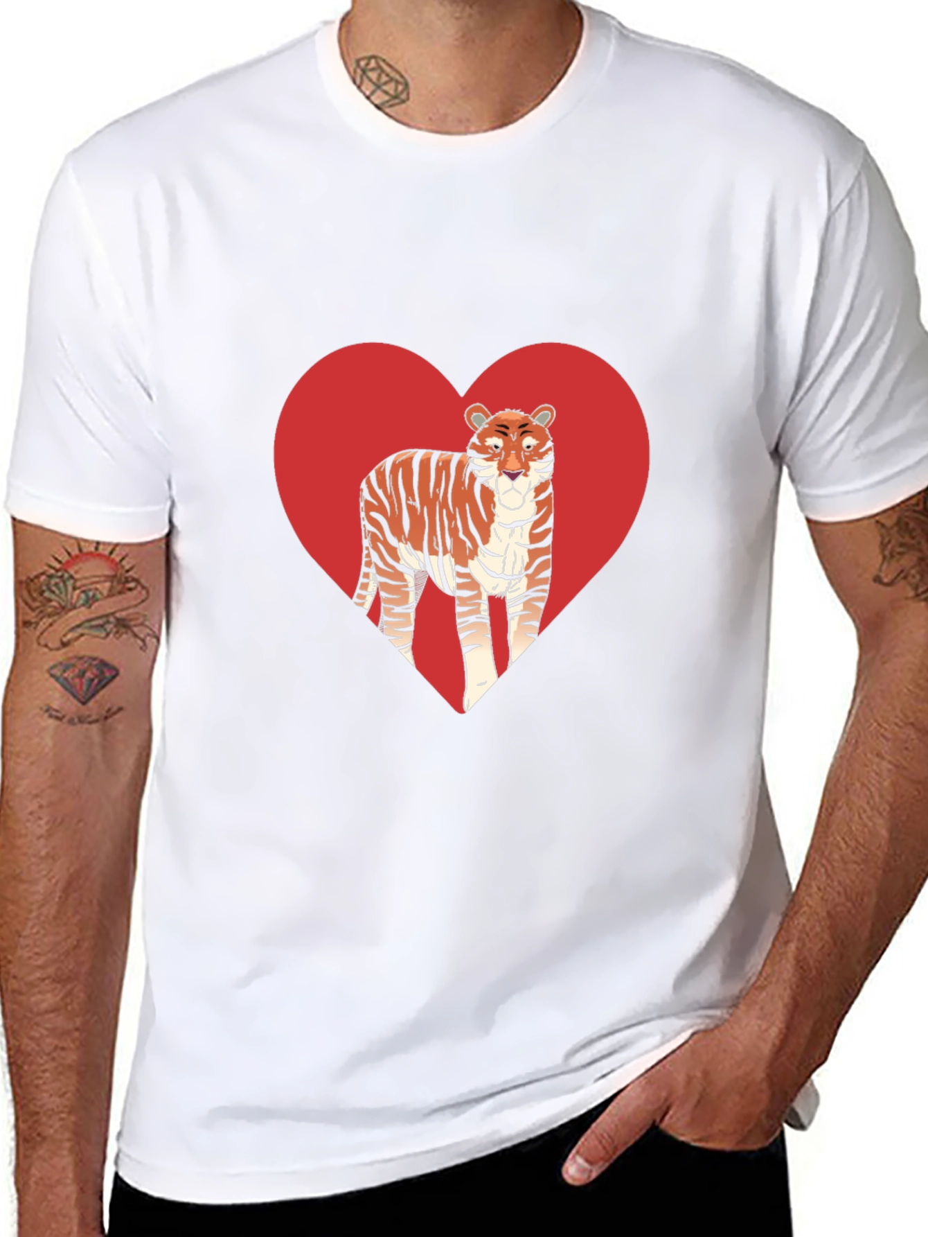 Tiger Heart Graphic Black T-Shirt
