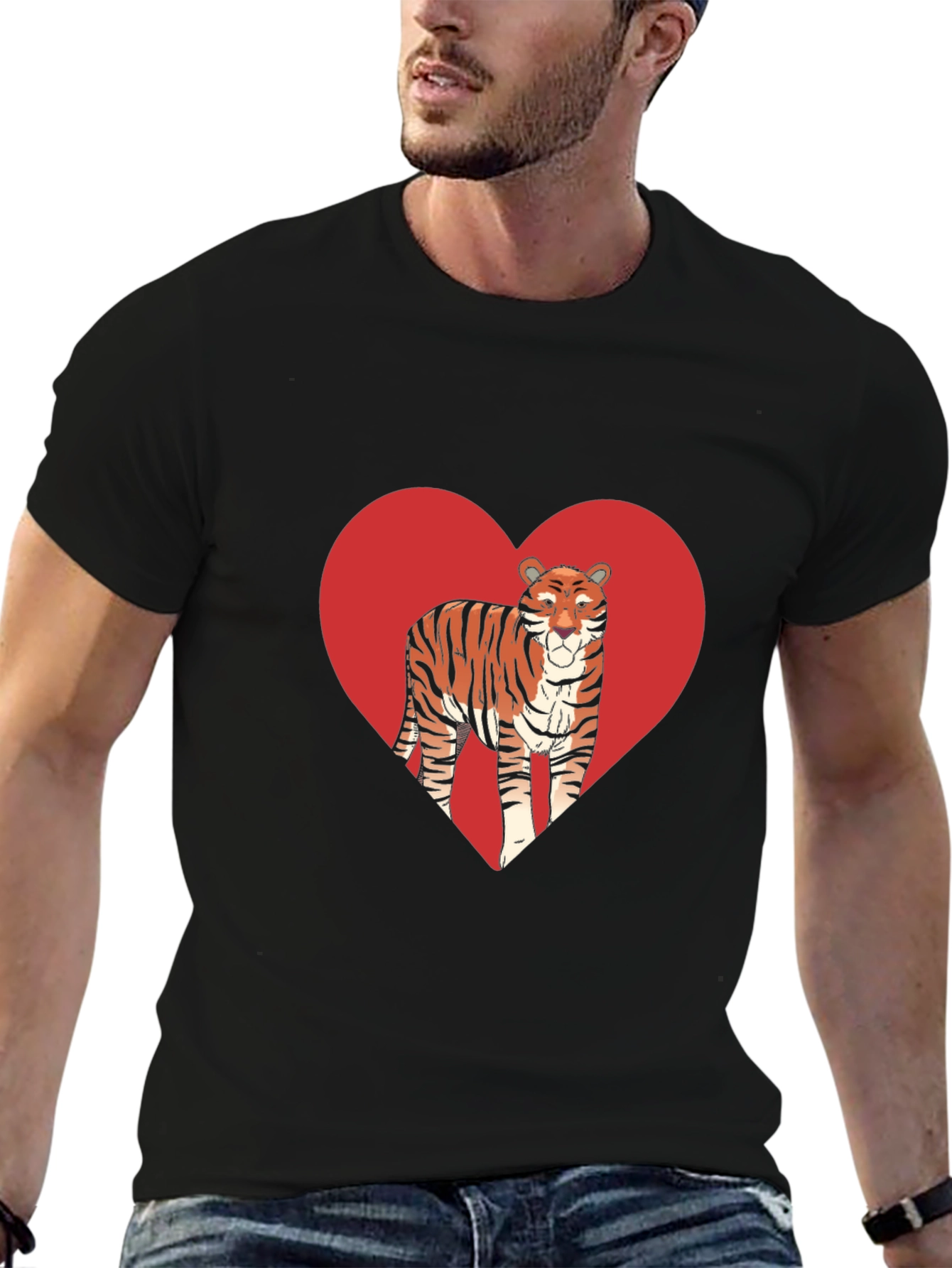 Tiger Heart Graphic Black T-Shirt