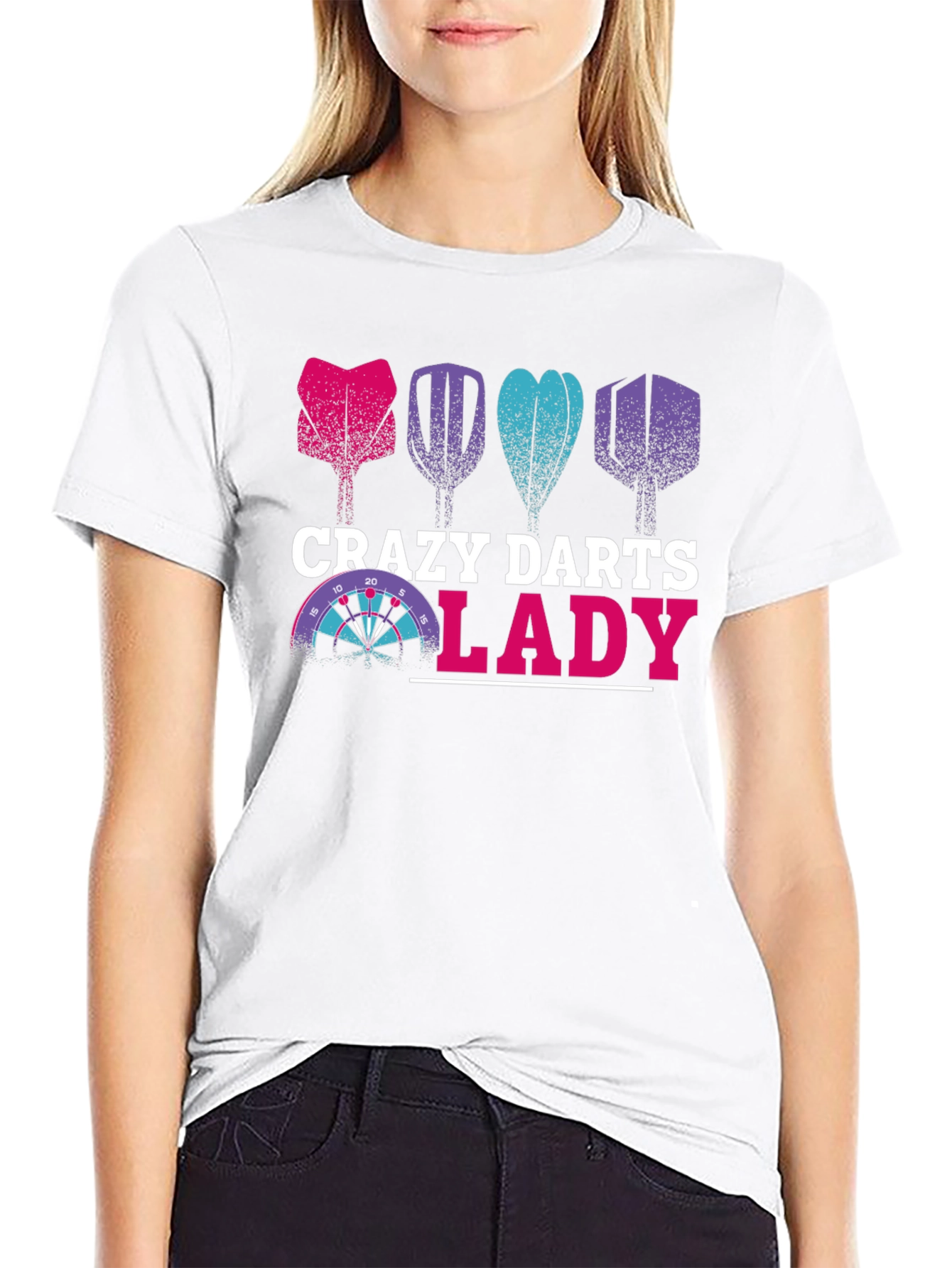 Crazy Darts Lady T-Shirt - Fun Dartboard Tee
