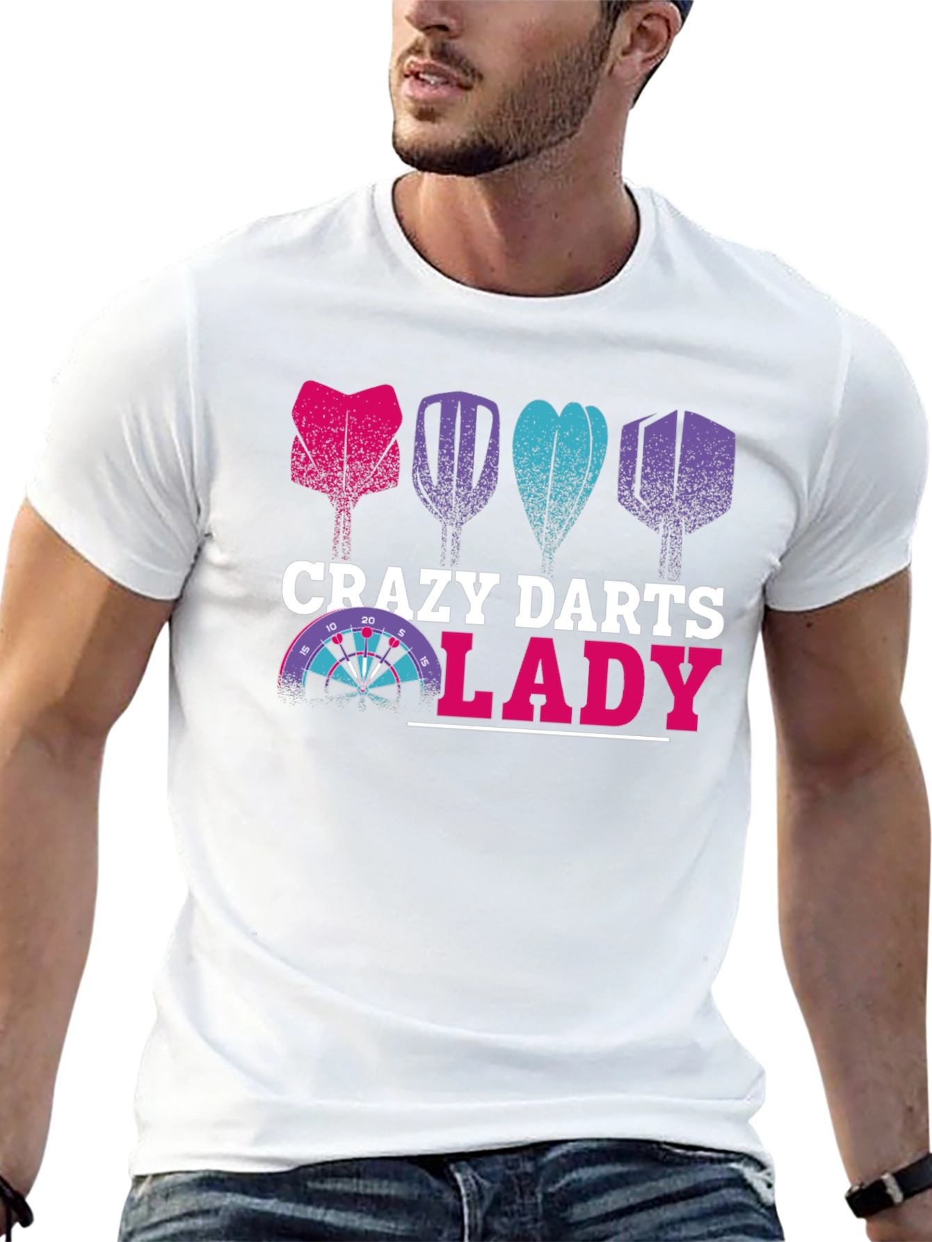Crazy Darts Lady T-Shirt - Fun Dartboard Tee