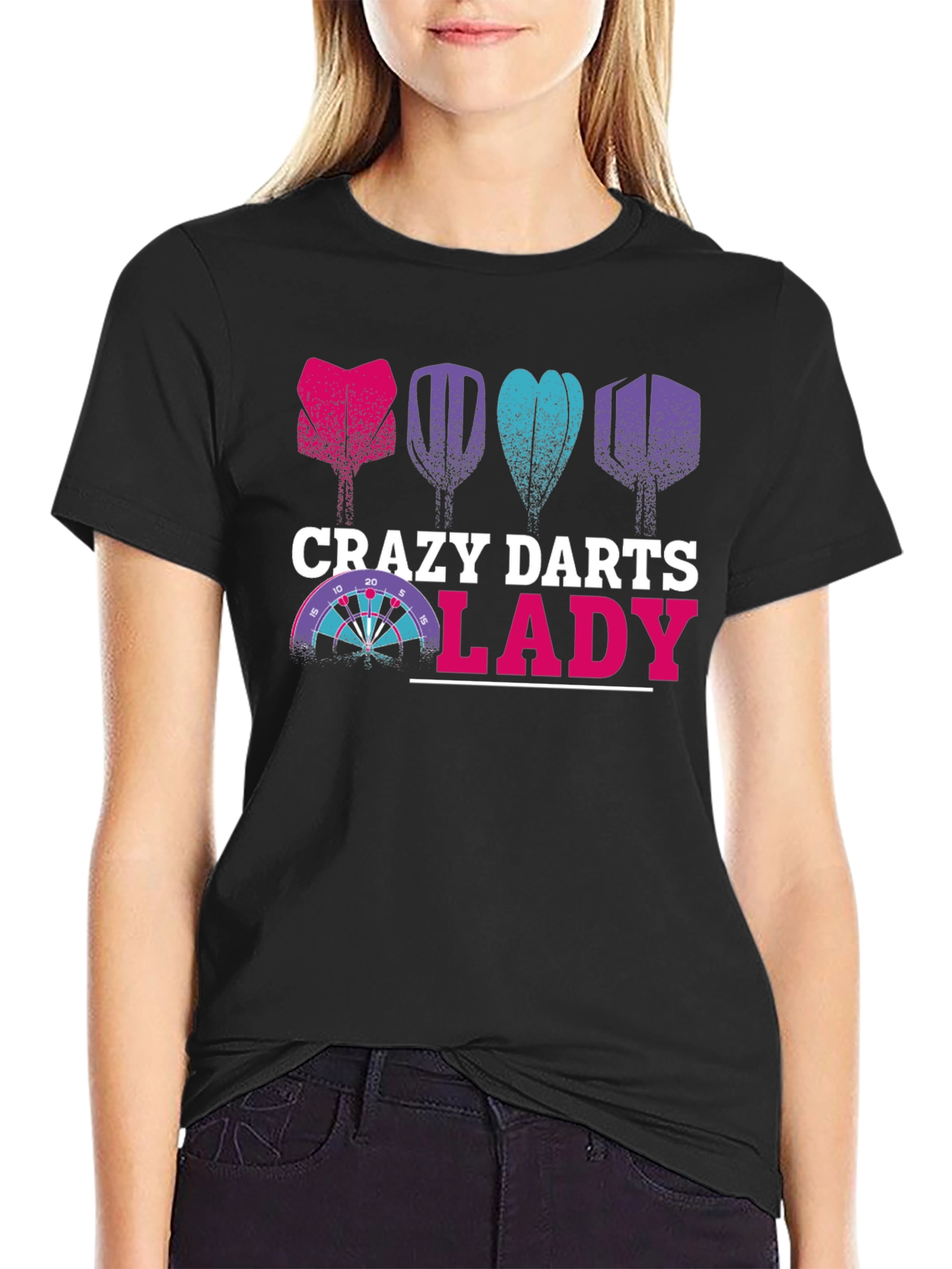 Crazy Darts Lady T-Shirt - Fun Dartboard Tee