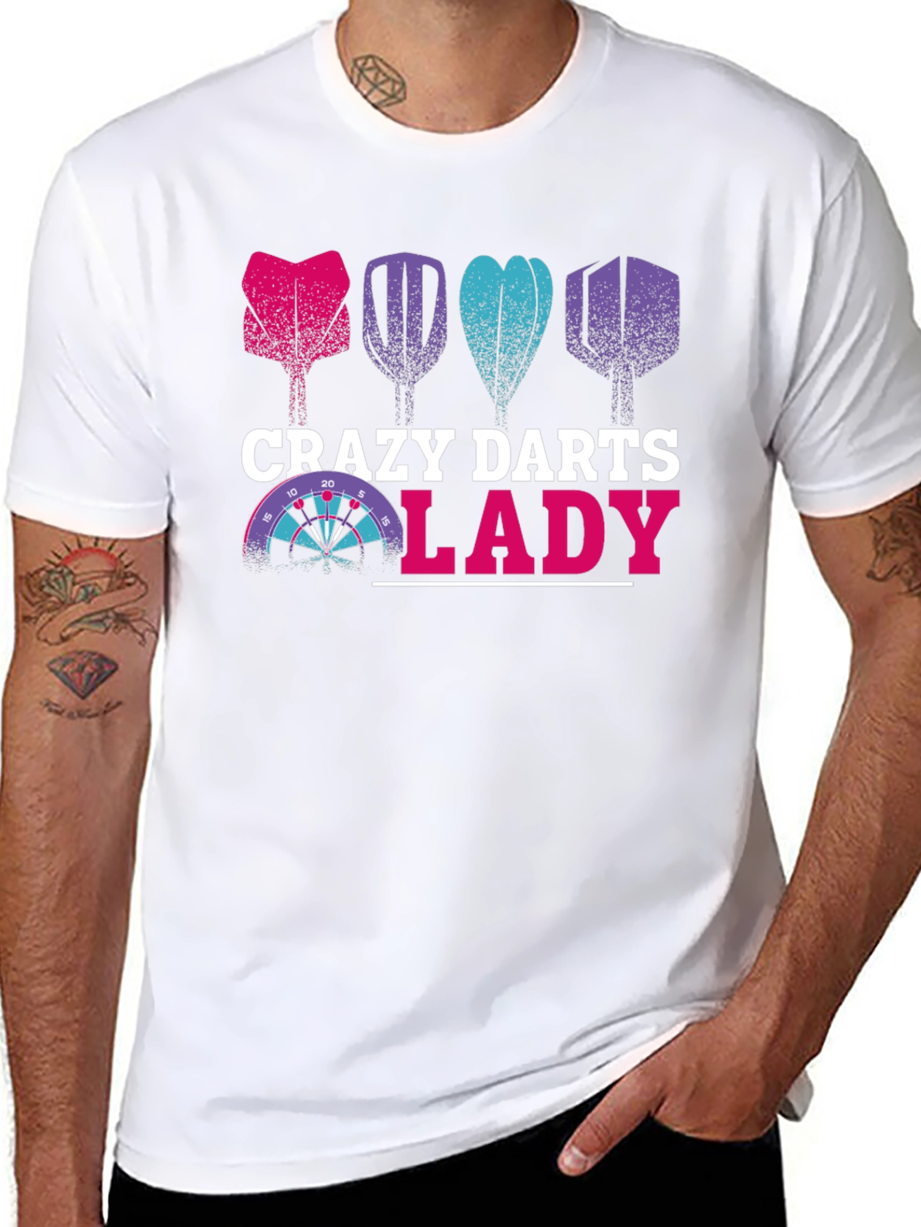 Crazy Darts Lady T-Shirt - Fun Dartboard Tee