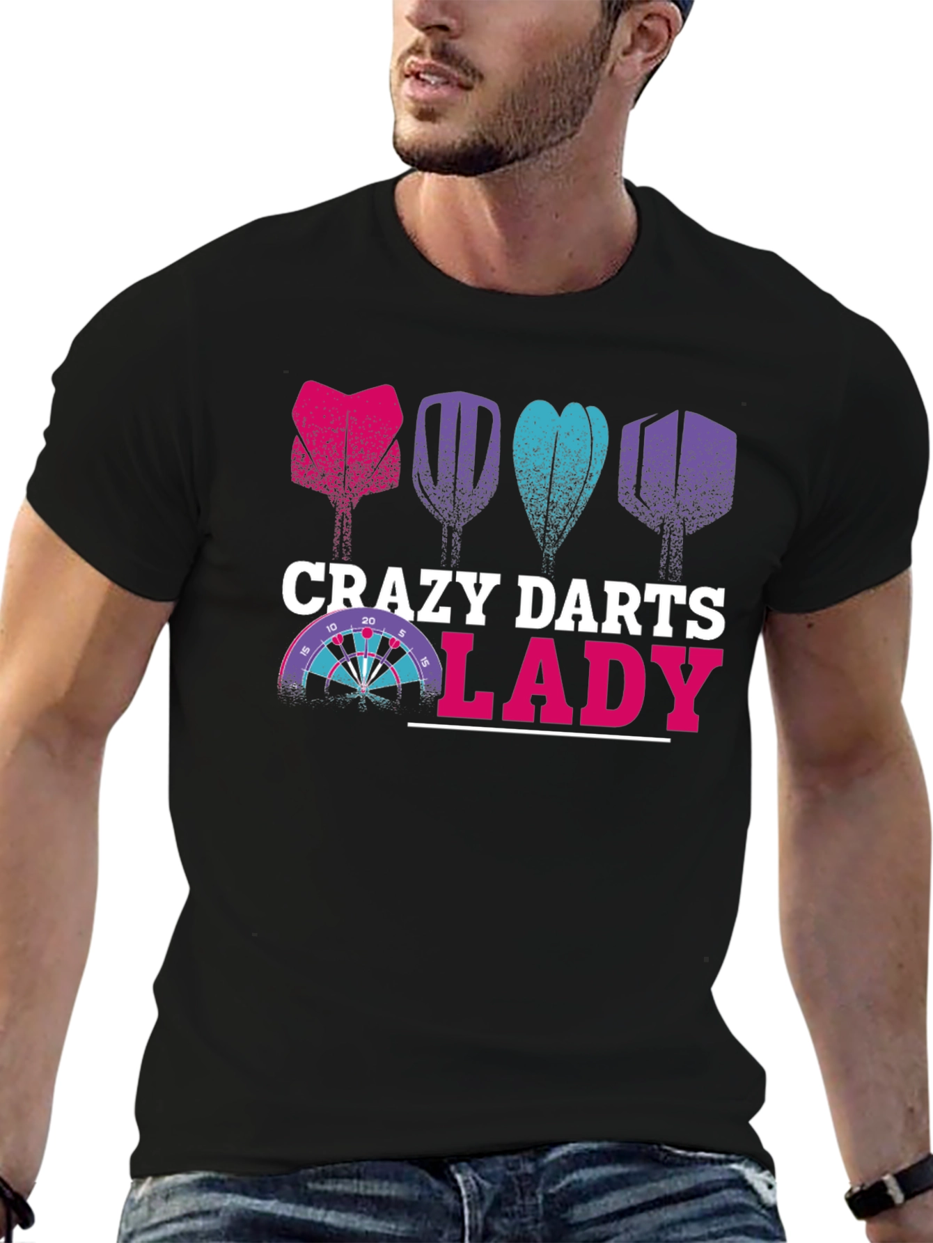 Crazy Darts Lady T-Shirt - Fun Dartboard Tee