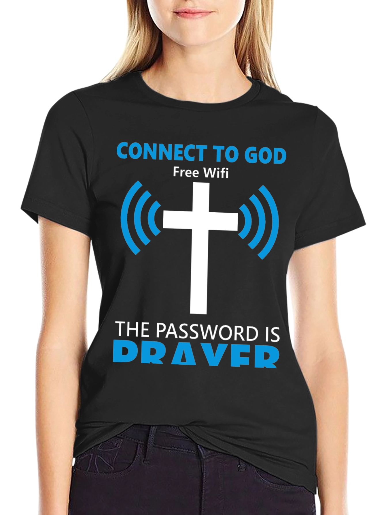 Connect to God T-Shirt - Free Wifi Prayer Design