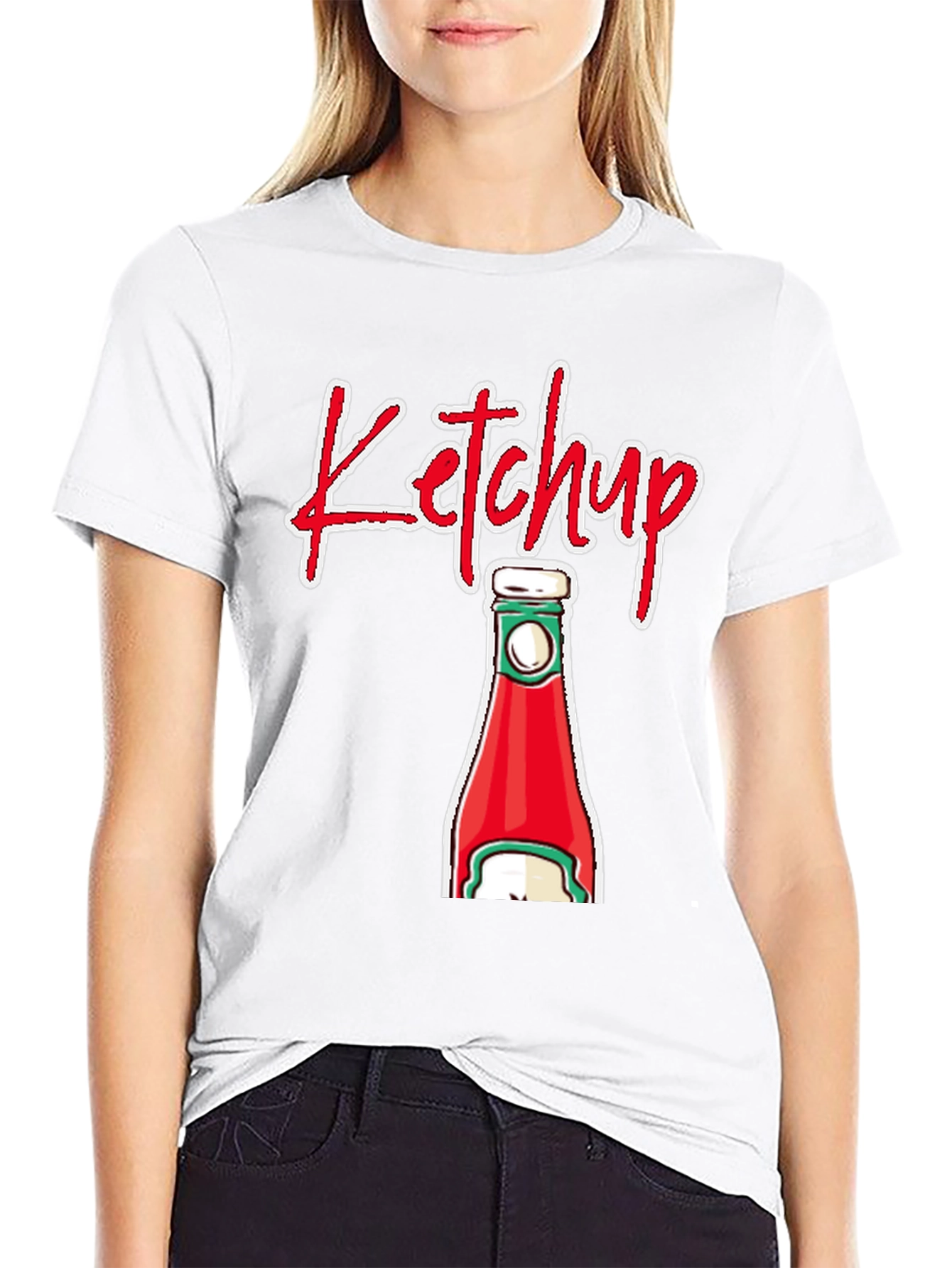 Ketchup Bottle Graphic T-Shirt - Novelty Food Tee