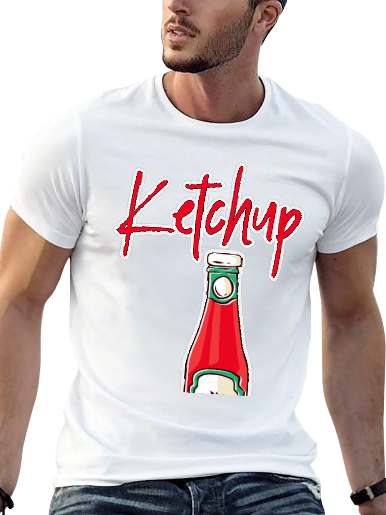 Ketchup Bottle Graphic T-Shirt - Novelty Food Tee