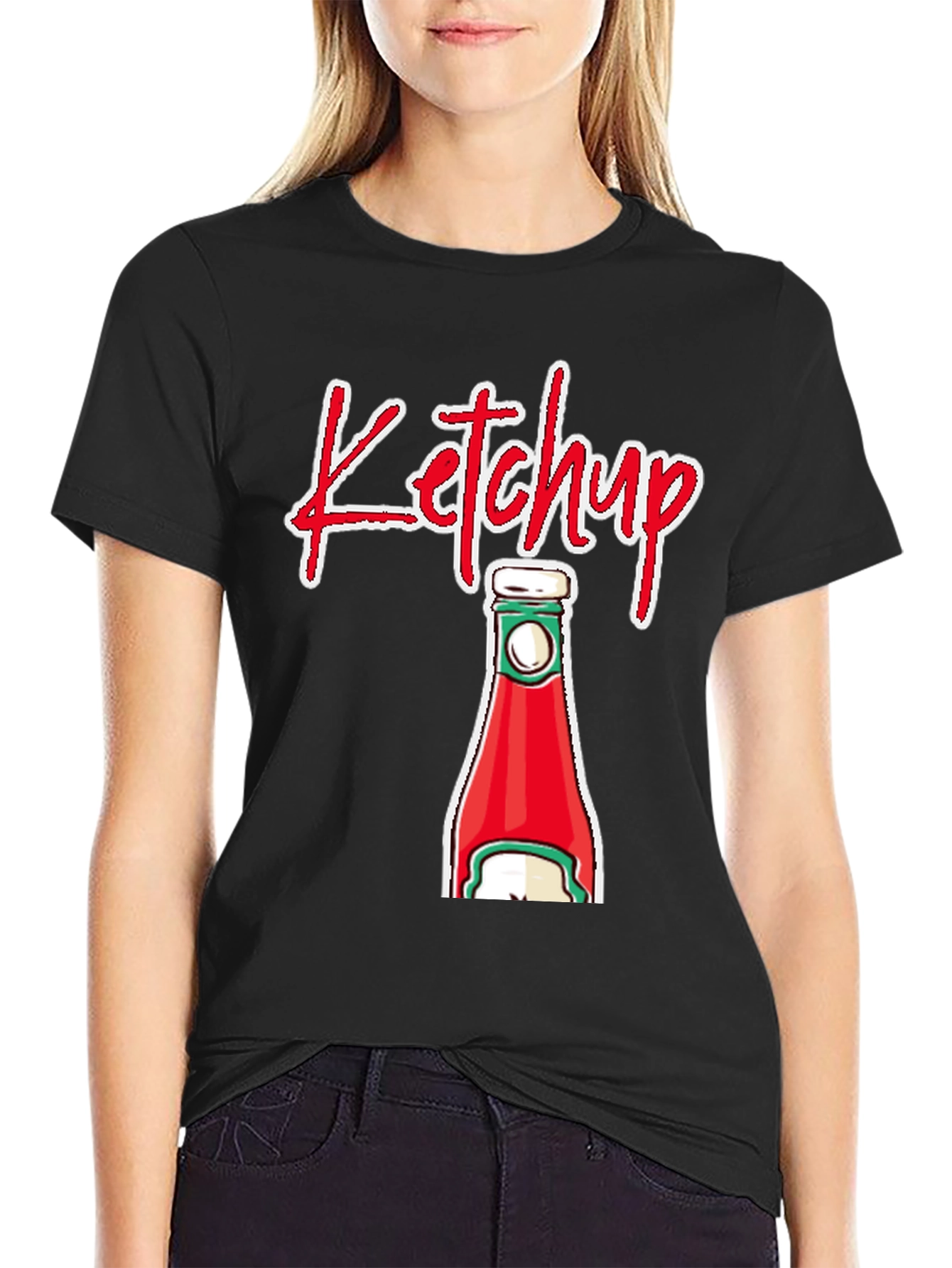 Ketchup Bottle Graphic T-Shirt - Novelty Food Tee