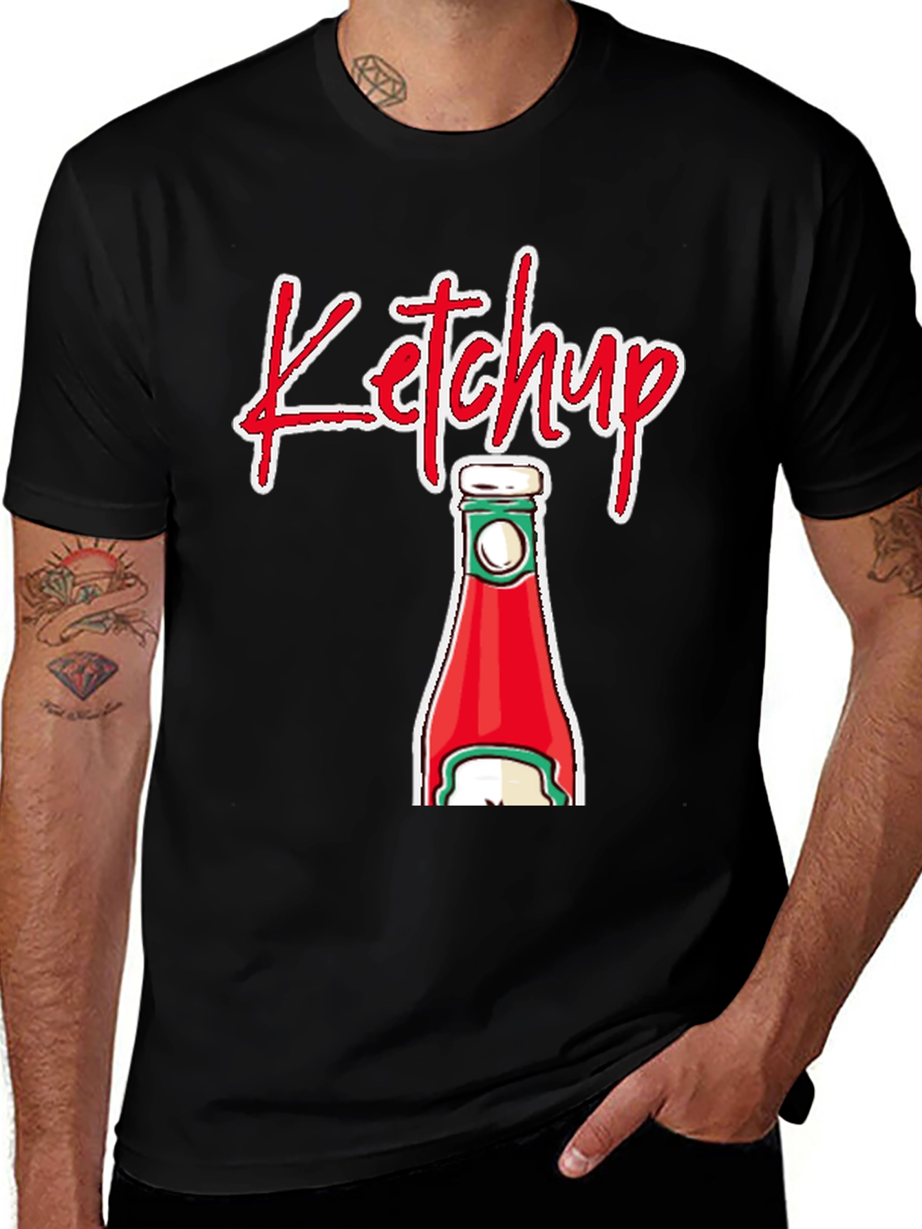 Ketchup Bottle Graphic T-Shirt - Novelty Food Tee
