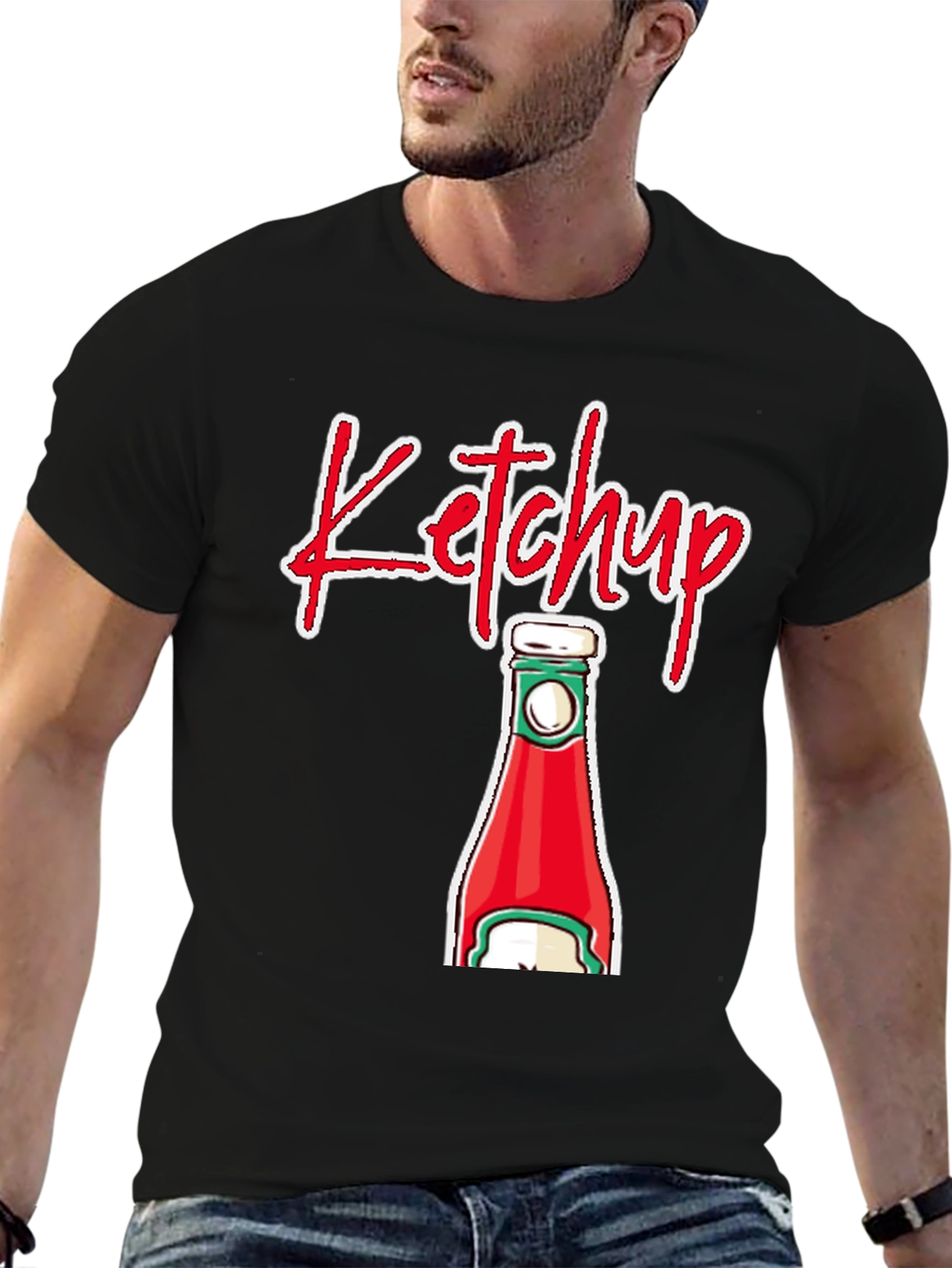 Ketchup Bottle Graphic T-Shirt - Novelty Food Tee