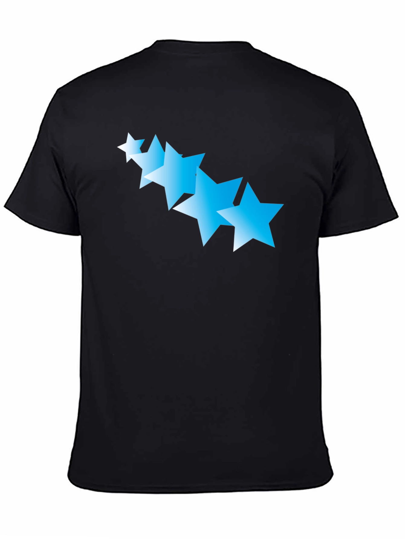 Black T-Shirt with Gradient Blue Stars