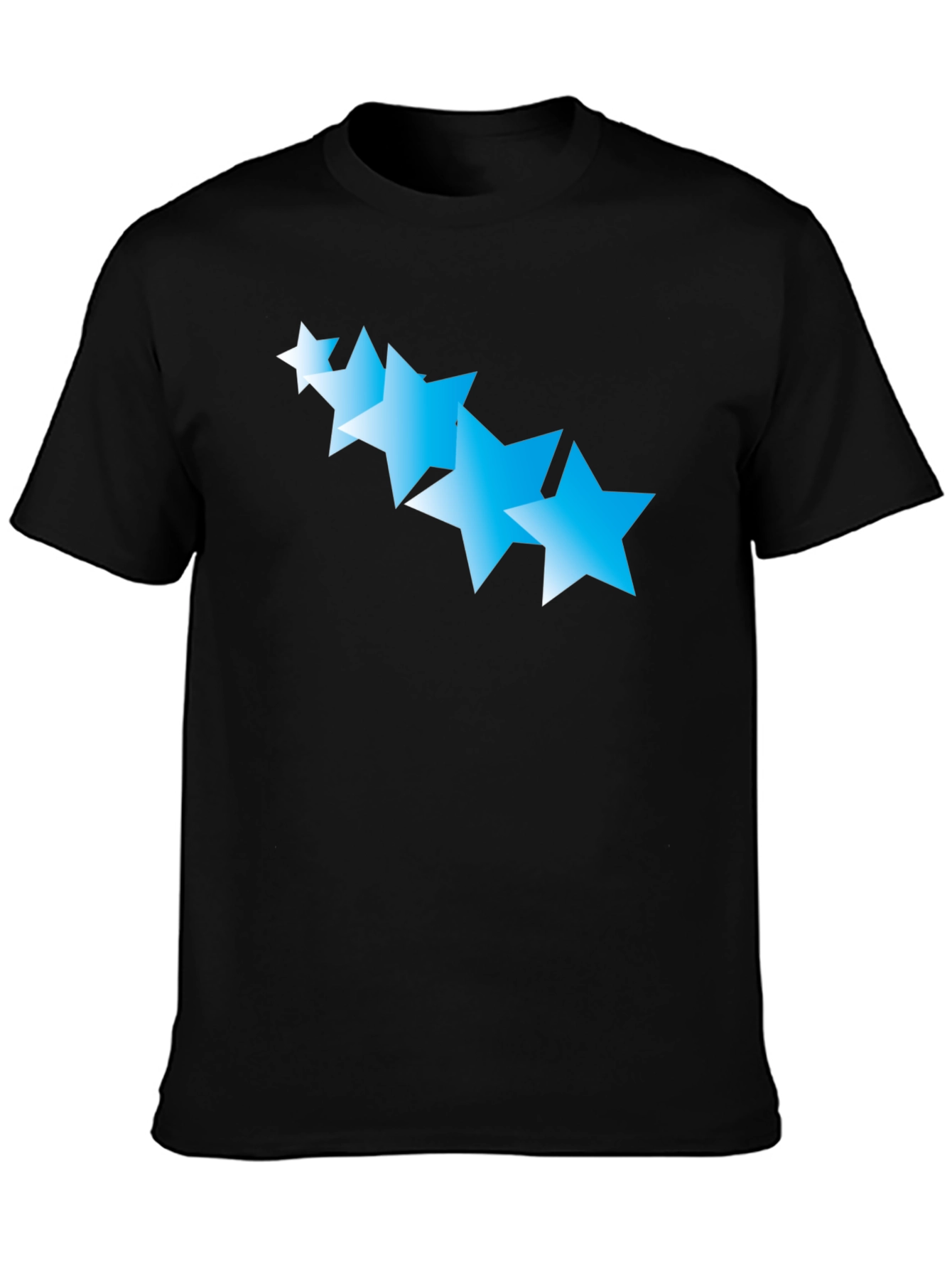 Black T-Shirt with Gradient Blue Stars