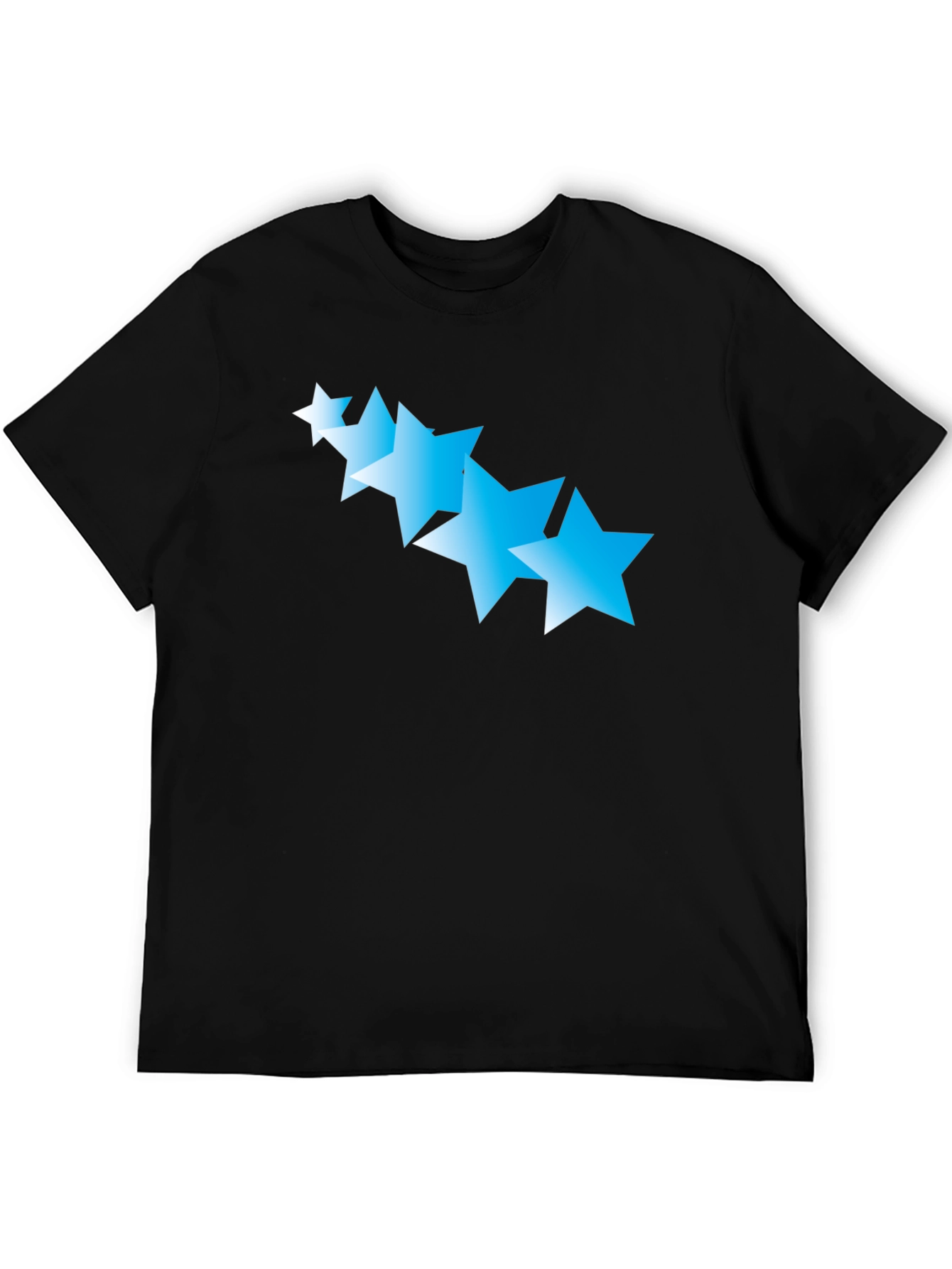 Black T-Shirt with Gradient Blue Stars