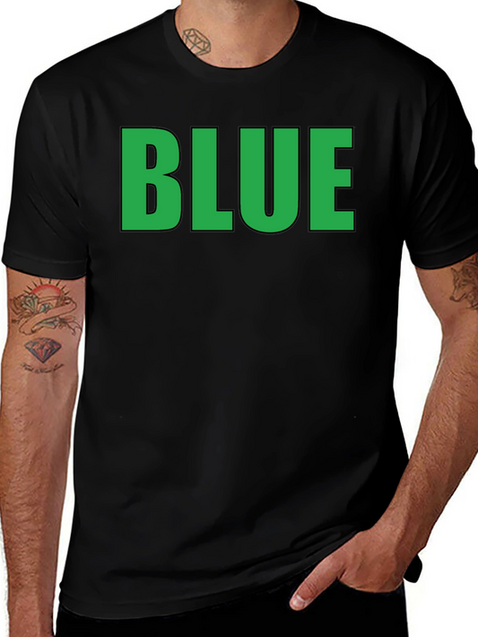 Funny Graphic Tee - BLUE (Green Text) - Adult T-Shirt