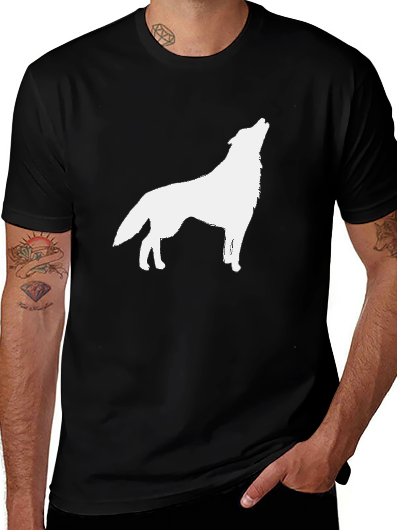 Wolf Howl Graphic Tee - Black Cotton T-Shirt