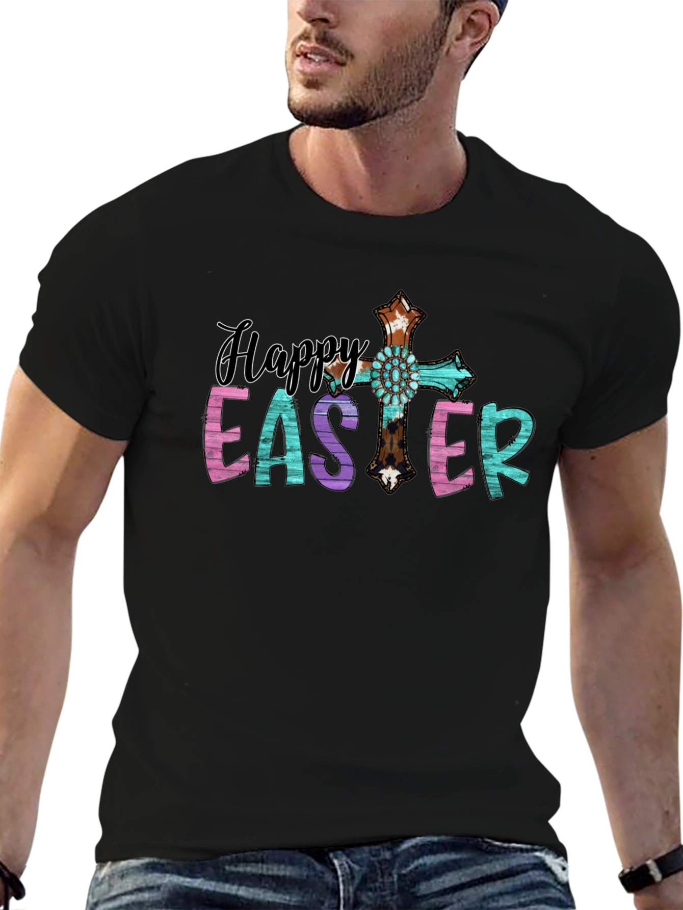 Happy Easter Cross Graphic Tee
