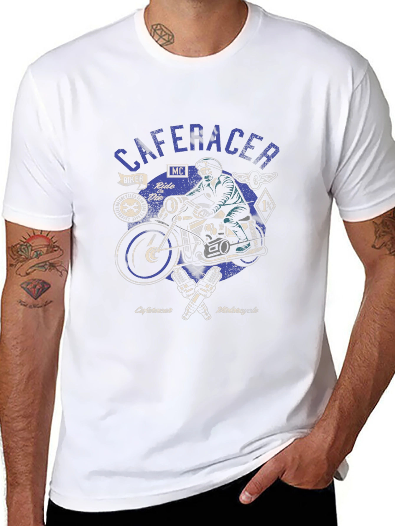 Cafe Racer Motorcycle Graphic Tee - Biker Style