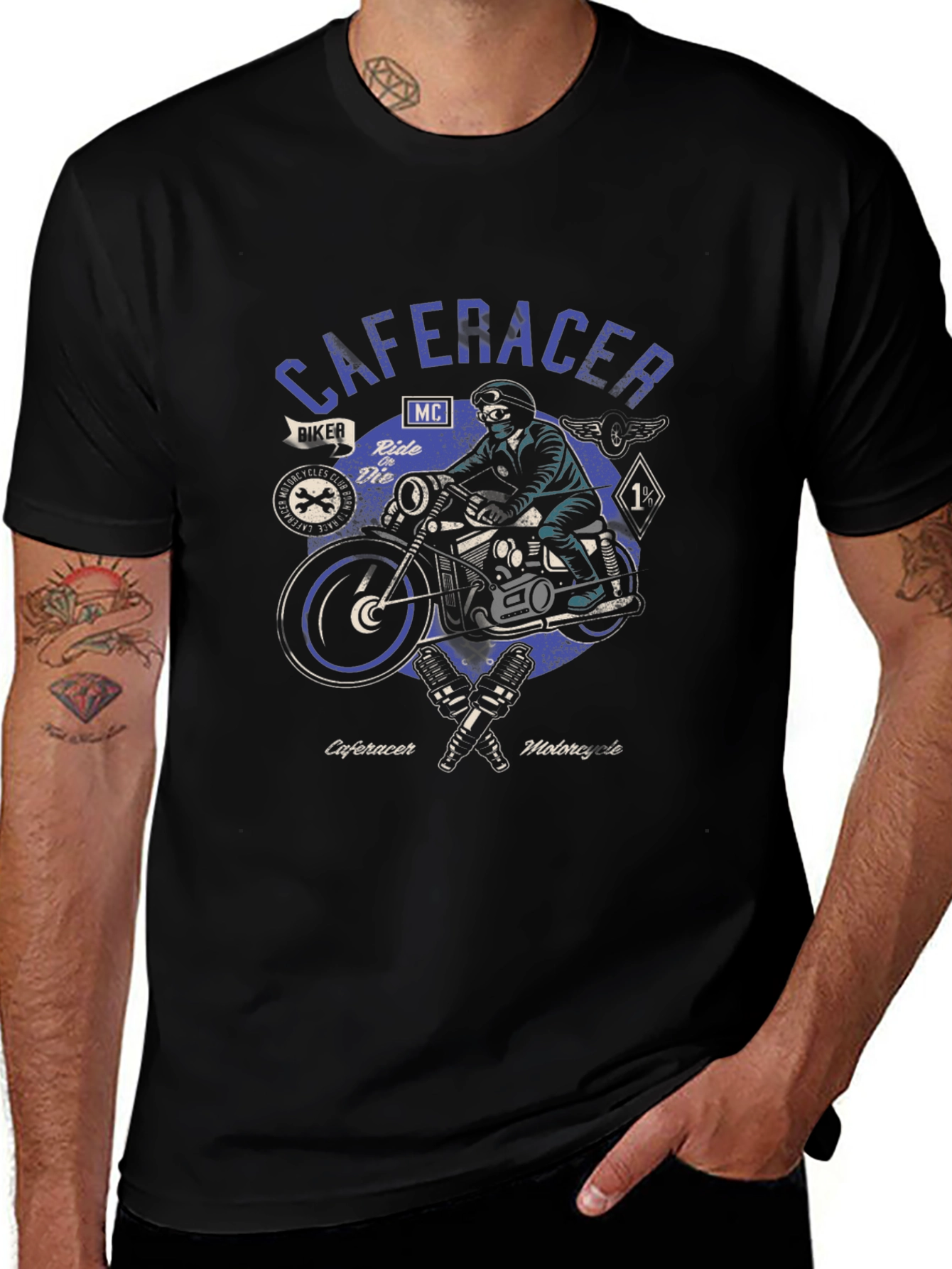Cafe Racer Motorcycle Graphic Tee - Biker Style