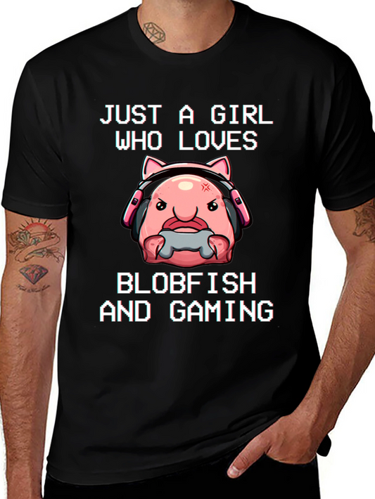 Gaming Blobfish T-Shirt - Just a Girl Who Loves Blobfish & Gaming