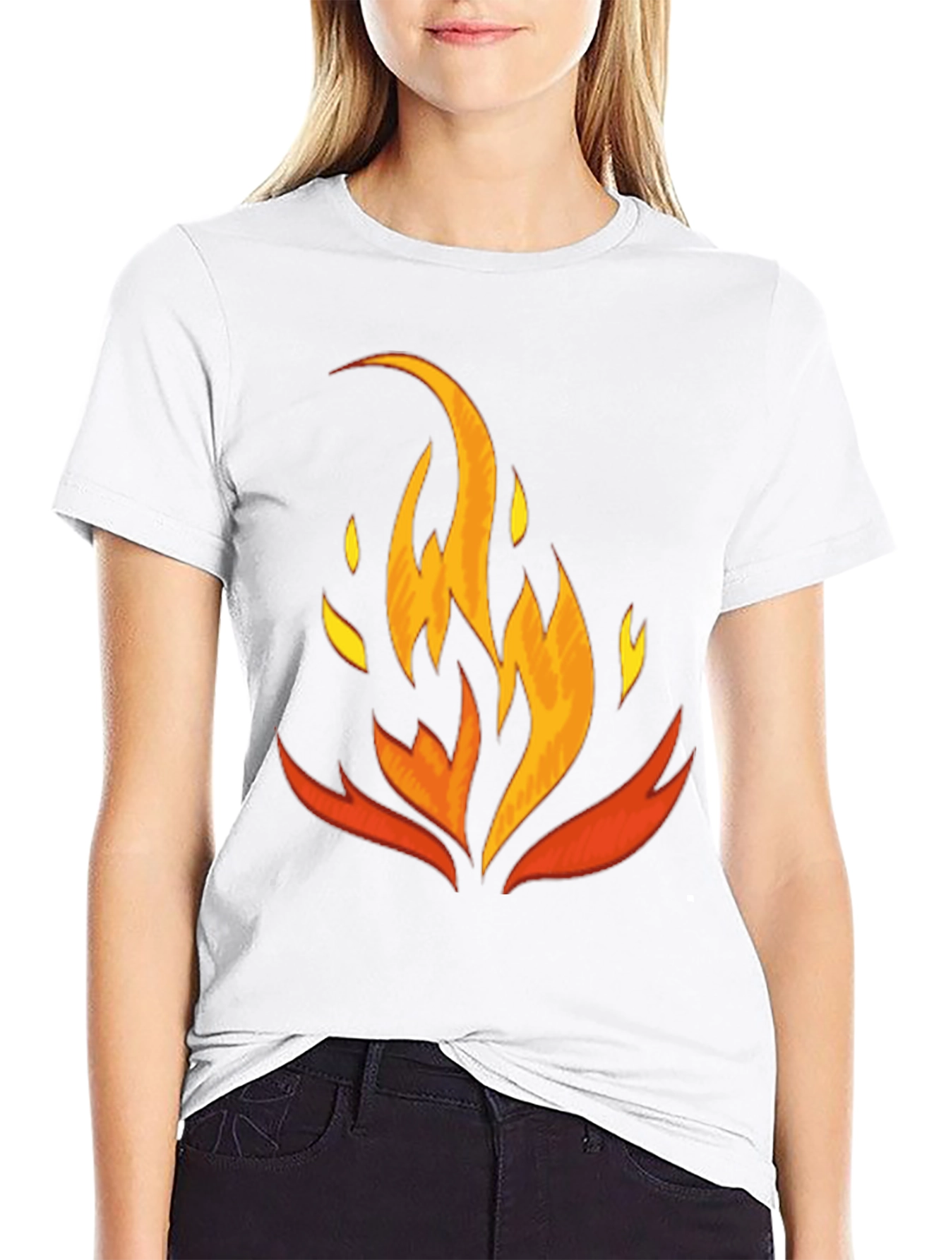 Fiery Graphic Tee - Black Cotton Blend Shirt