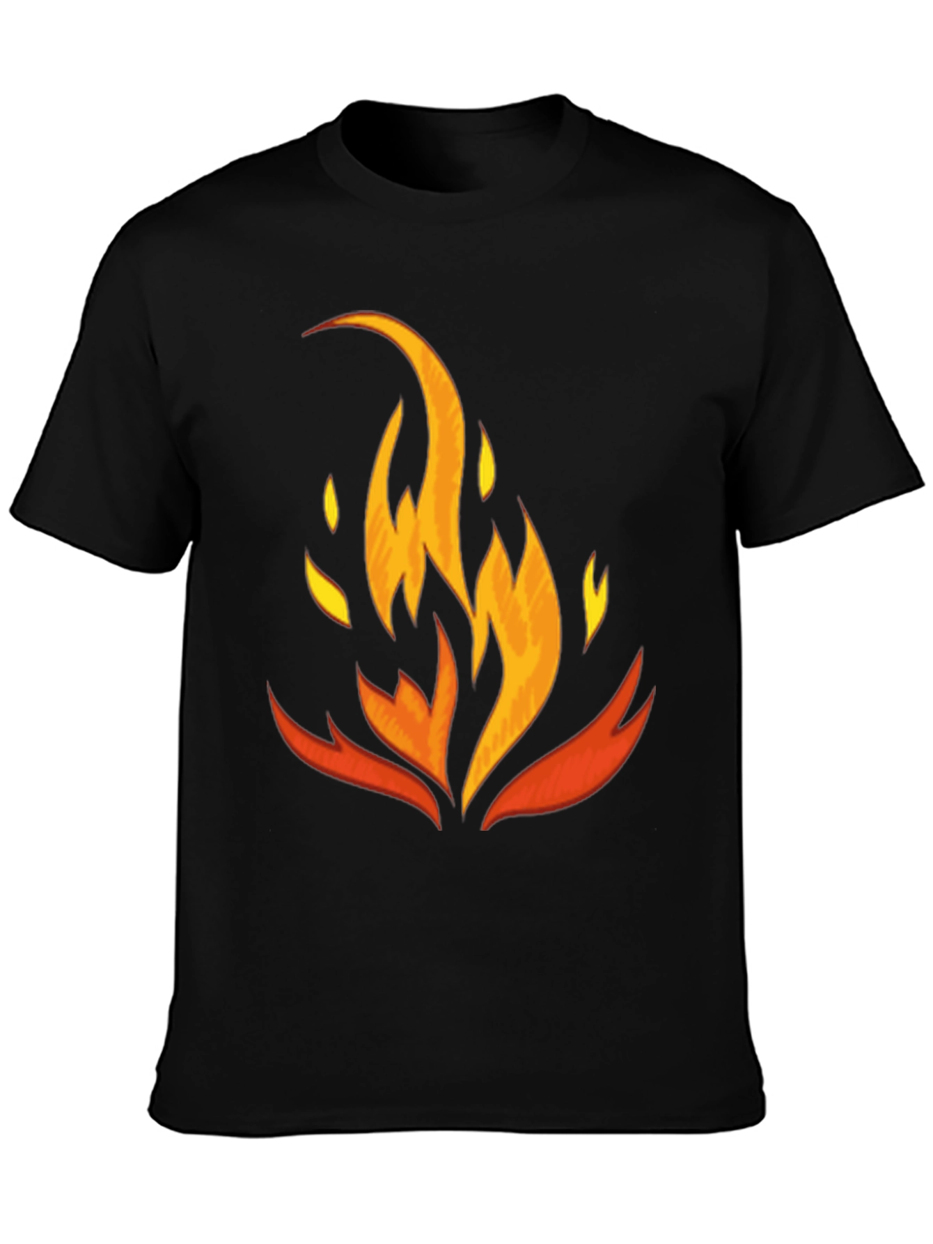 Fiery Graphic Tee - Black Cotton Blend Shirt