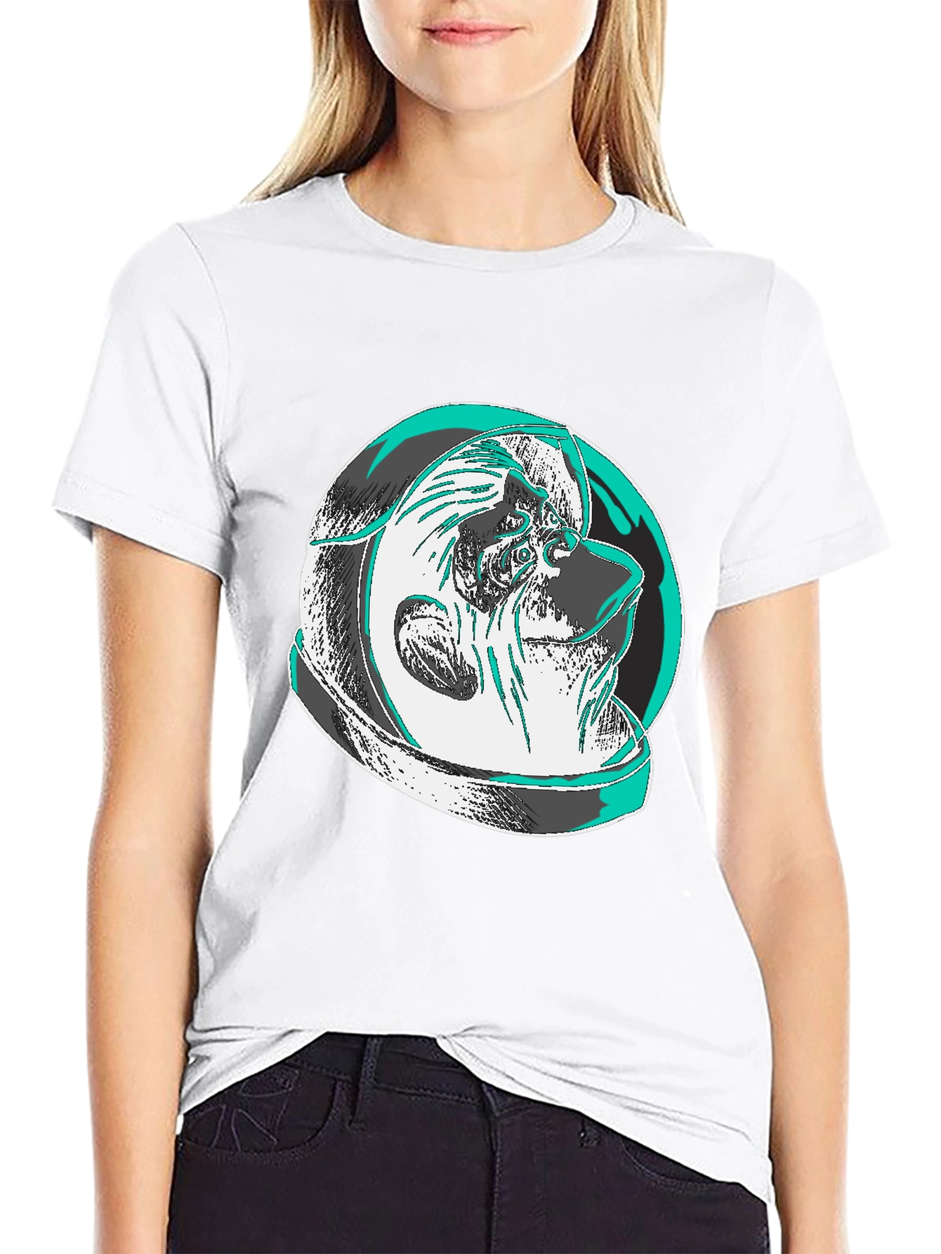 Modern Graphic Tee: Shar Pei Astronaut Design